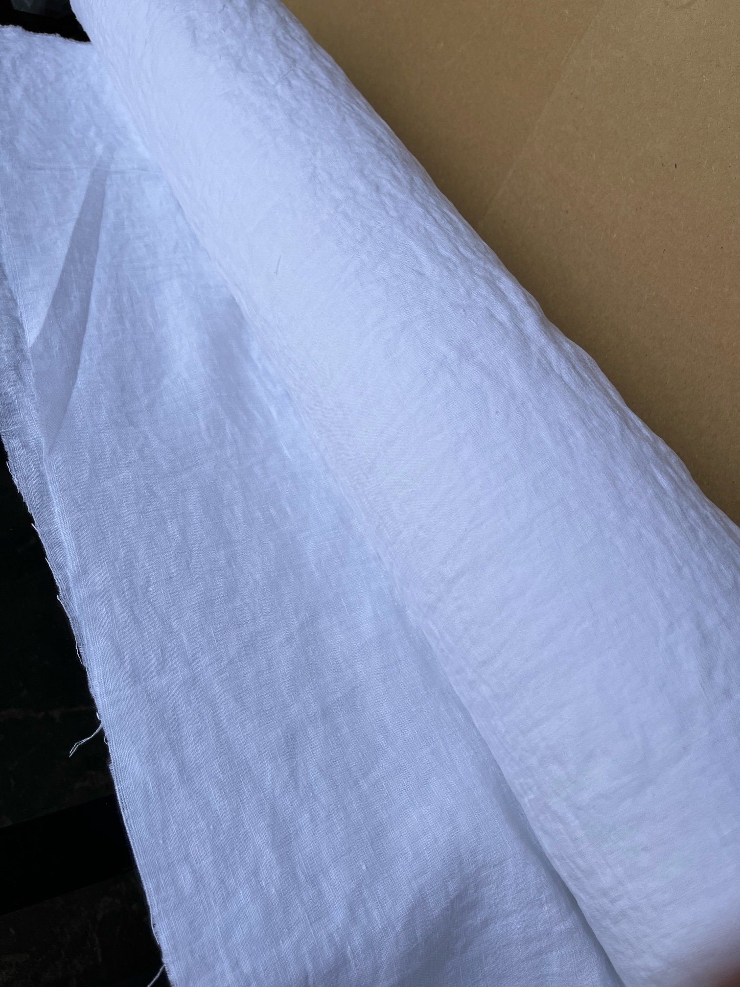 Bleached White Linen Fabric: Extra Wide, Softened (280cm/110in Width)