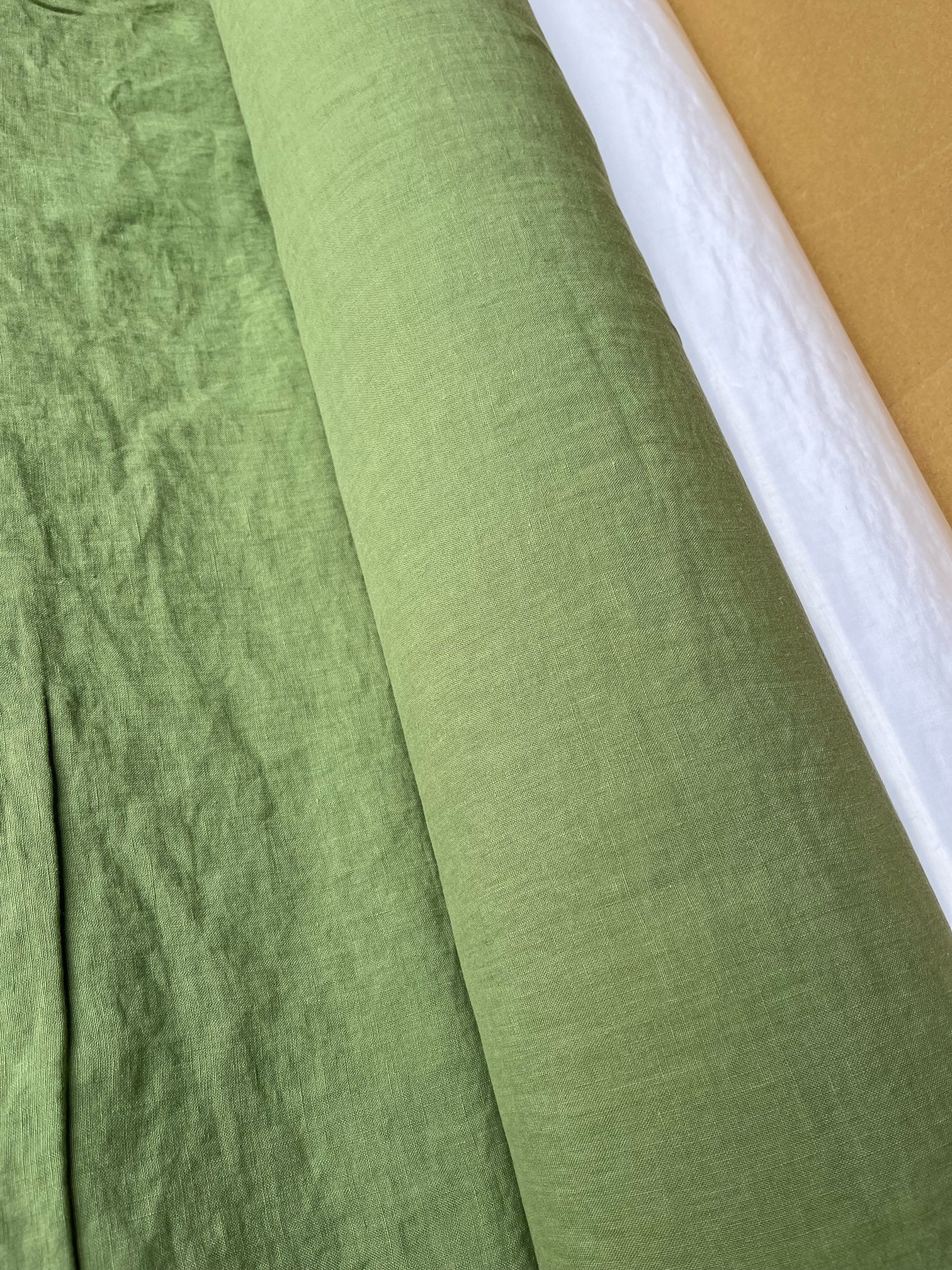 Extra Wide Olive Drab Linen Fabric: Soft Natural Bedding (110" Wide)