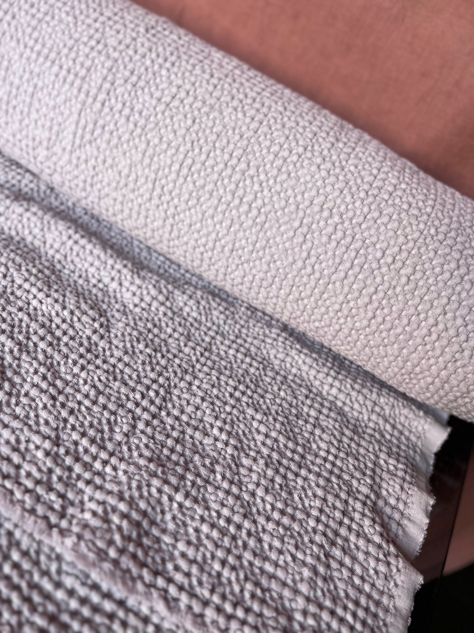 Extra Wide Waffle Linen Cotton Fabric: Piggy Pink BGO137, 88" Wide
