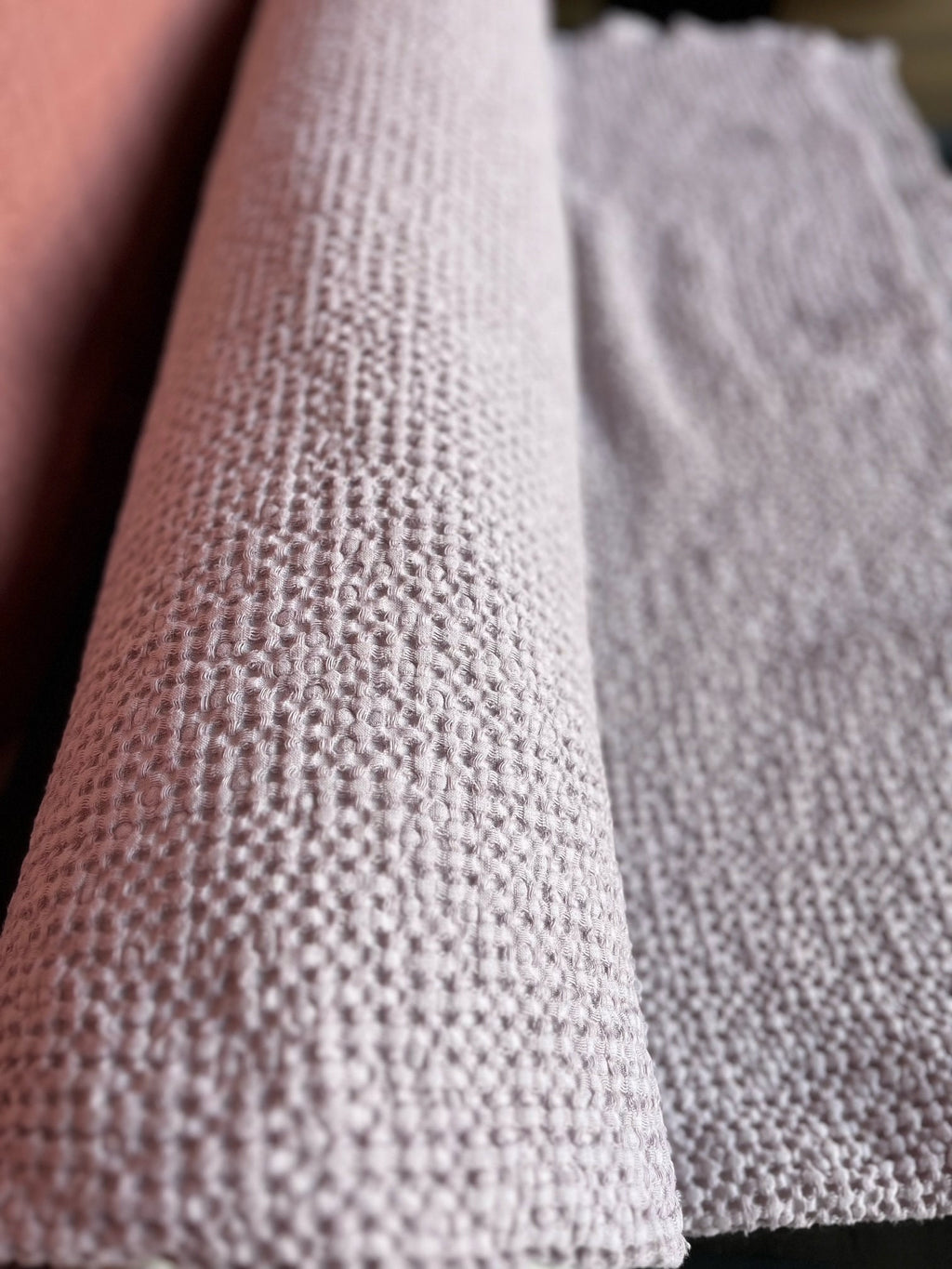 Extra Wide Waffle Linen Cotton Fabric: Piggy Pink BGO137, 88" Wide