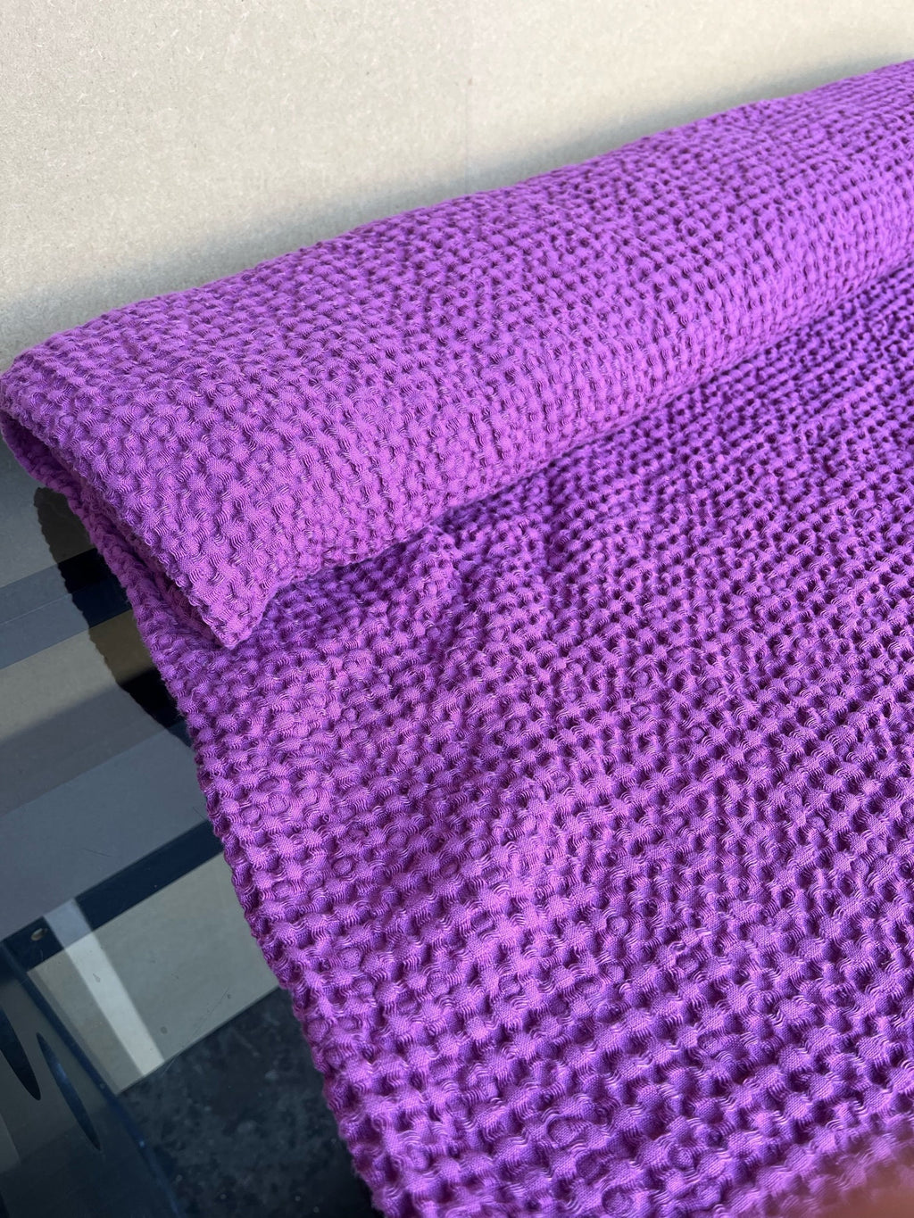 Extra Wide Waffle Linen Cotton Fabric: Natural Absorbent Towel Material