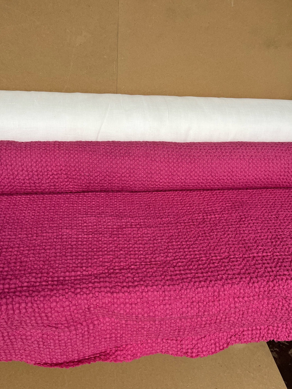 88" Extra Wide Waffle Linen Cotton Fabric: Magenda BGO137, 250g