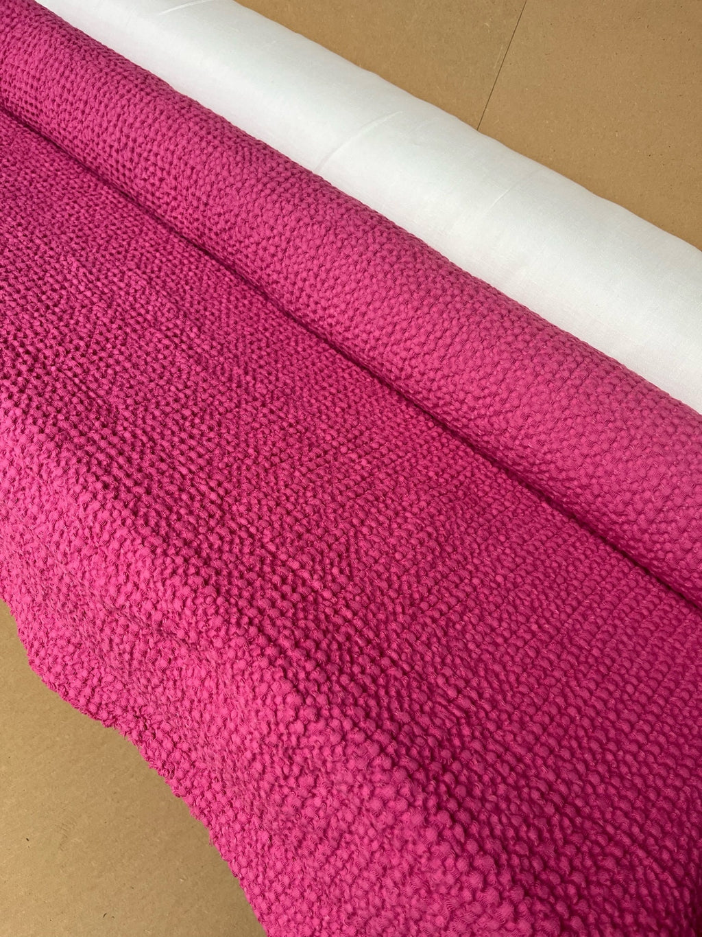 88" Extra Wide Waffle Linen Cotton Fabric: Magenda BGO137, 250g
