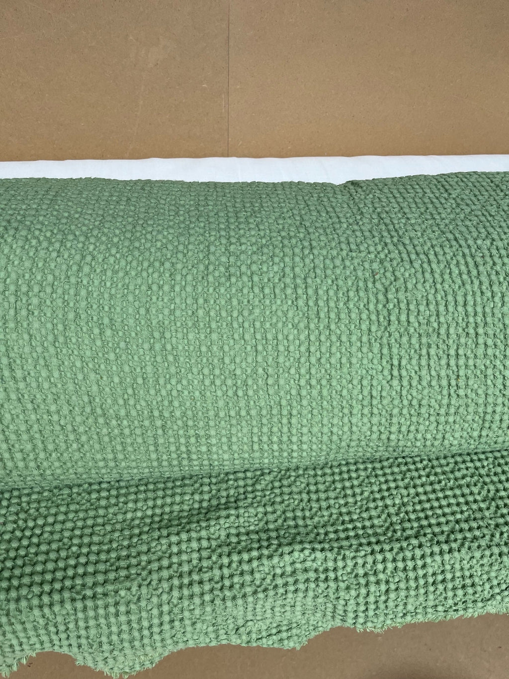 Olive Drab Waffle Linen Cotton Fabric: 88" Extra Wide, BGO137
