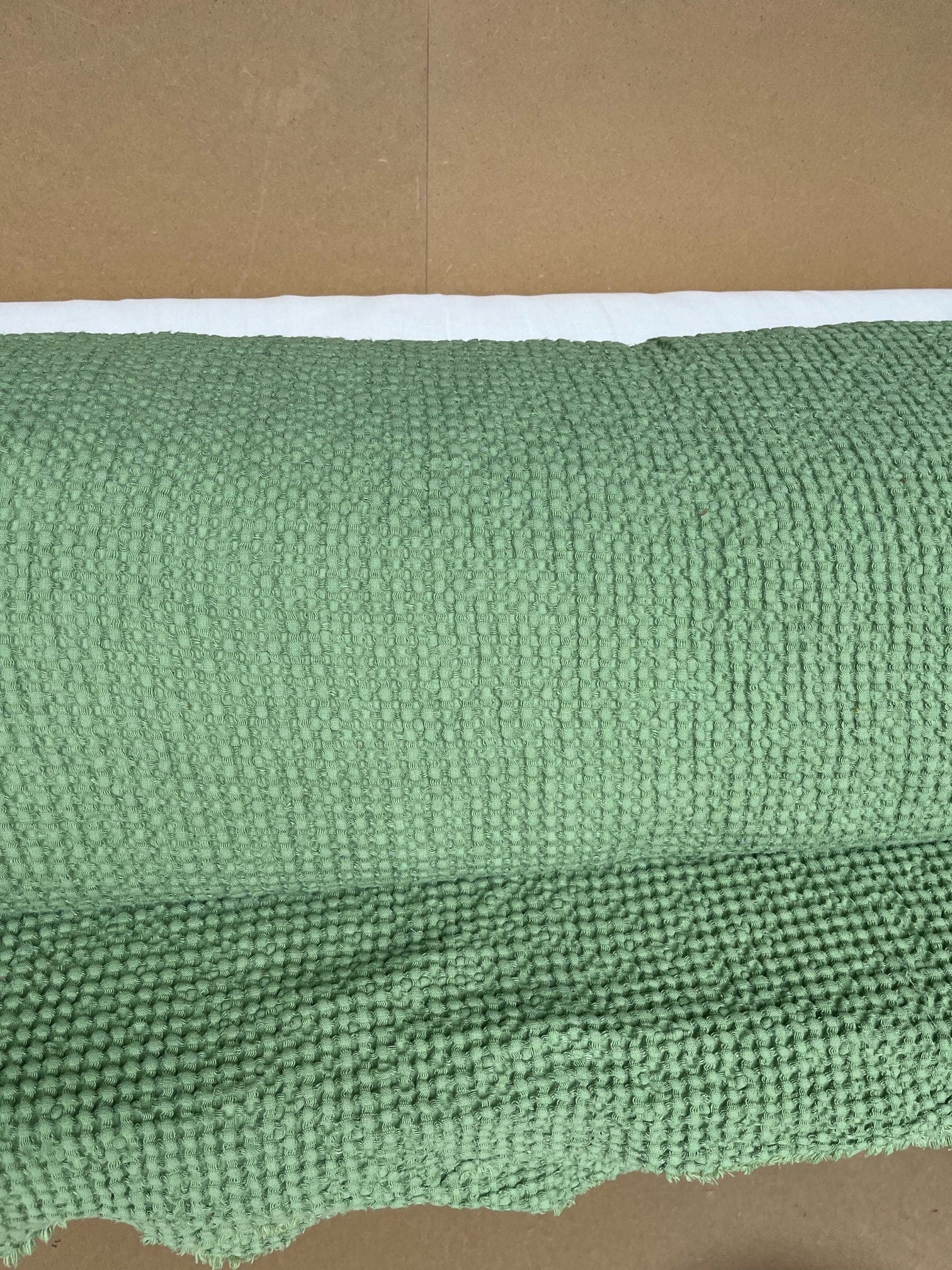 Olive Drab Waffle Linen Cotton Fabric: 88" Extra Wide, BGO137