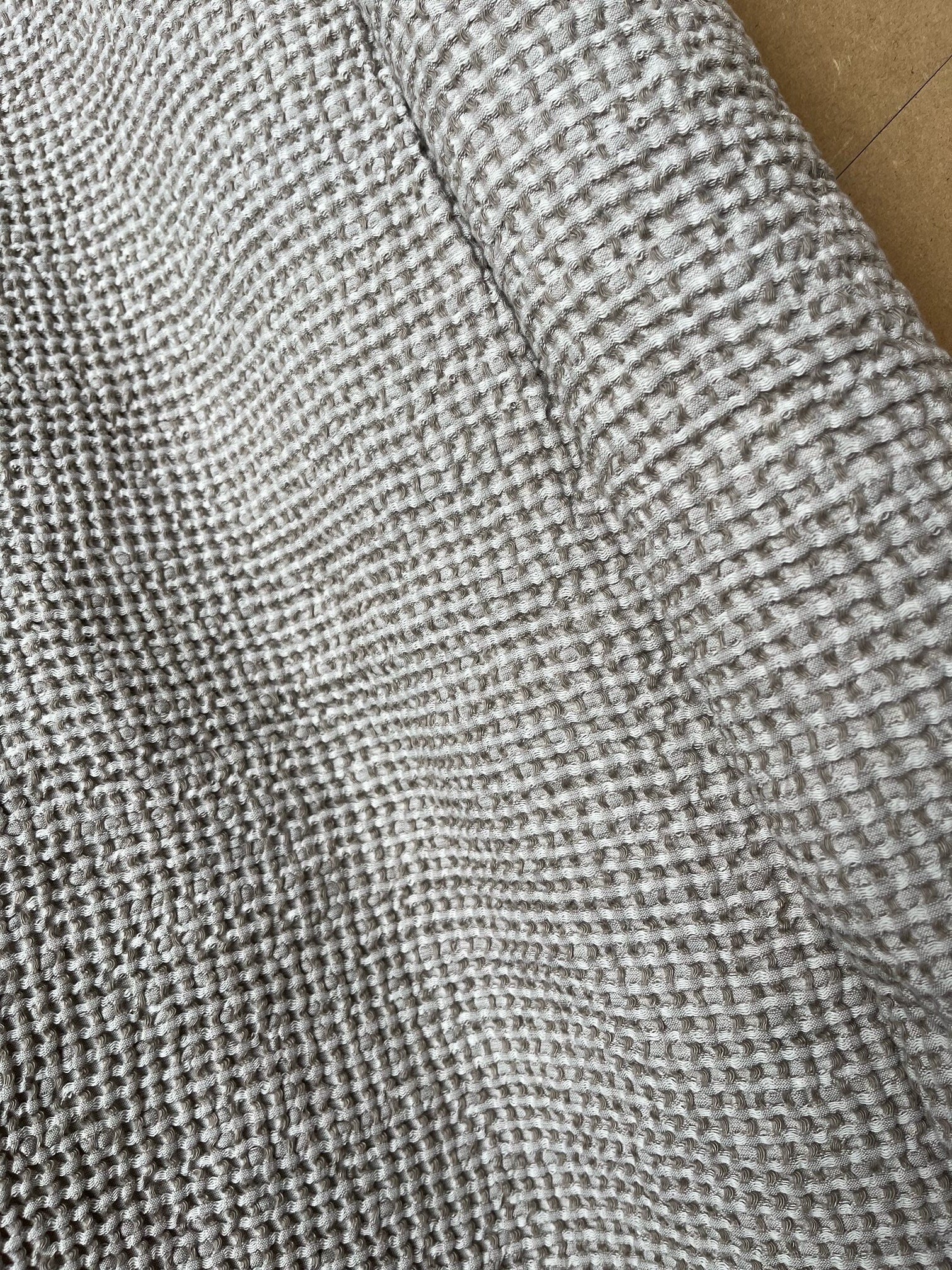 Waffle Linen Cotton Fabric: 88" Extra Wide, Semi Natural