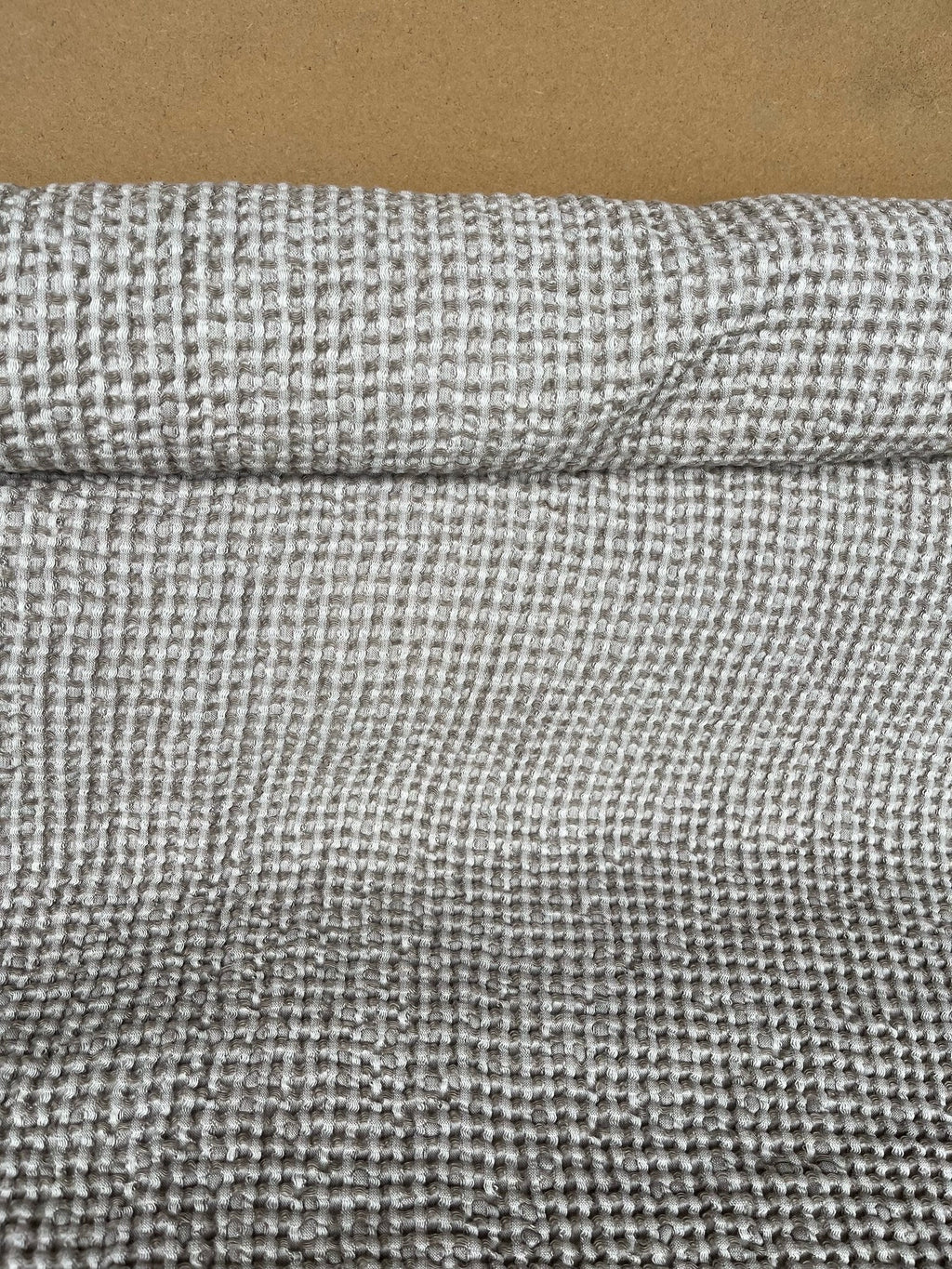 Waffle Linen Cotton Fabric: 88" Extra Wide, Semi Natural