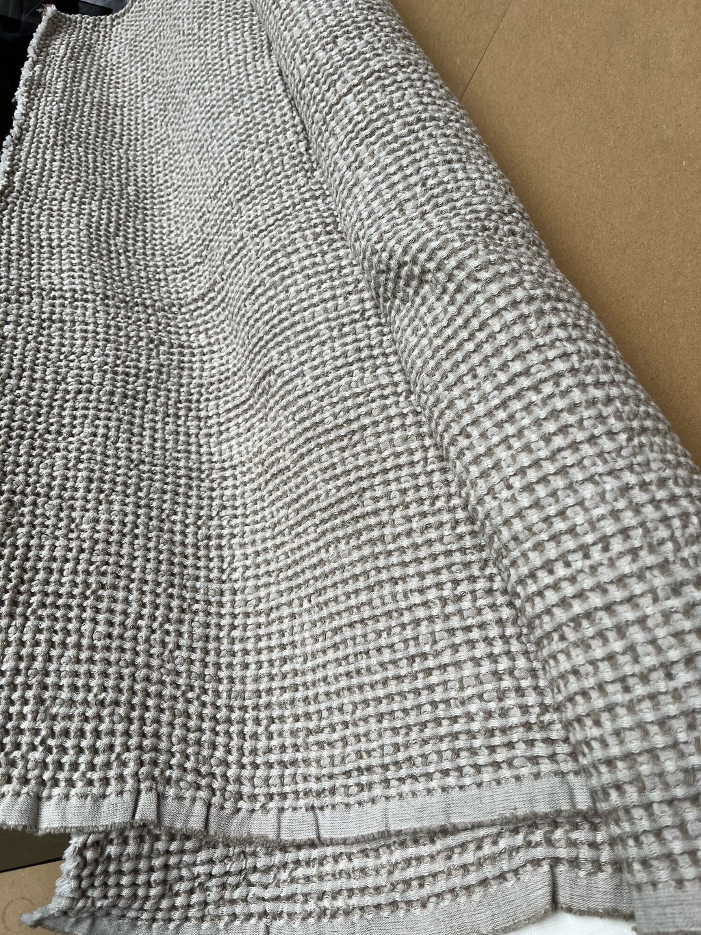 Waffle Linen Cotton Fabric: 88" Extra Wide, Semi Natural