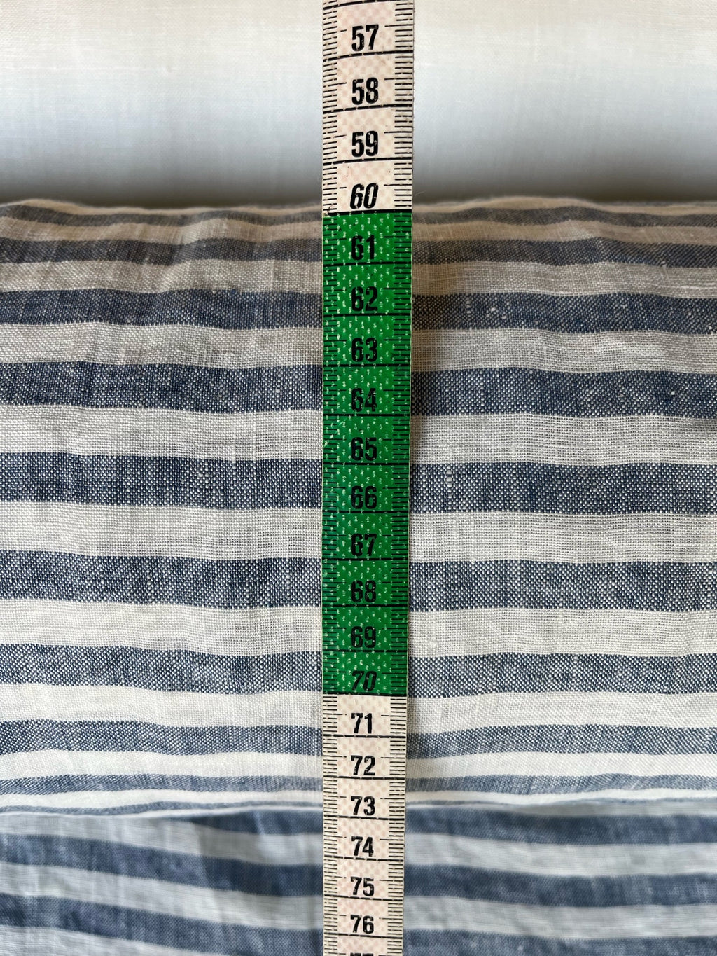 Extra Wide Blue Striped Linen Fabric: Softened Bedding Material
