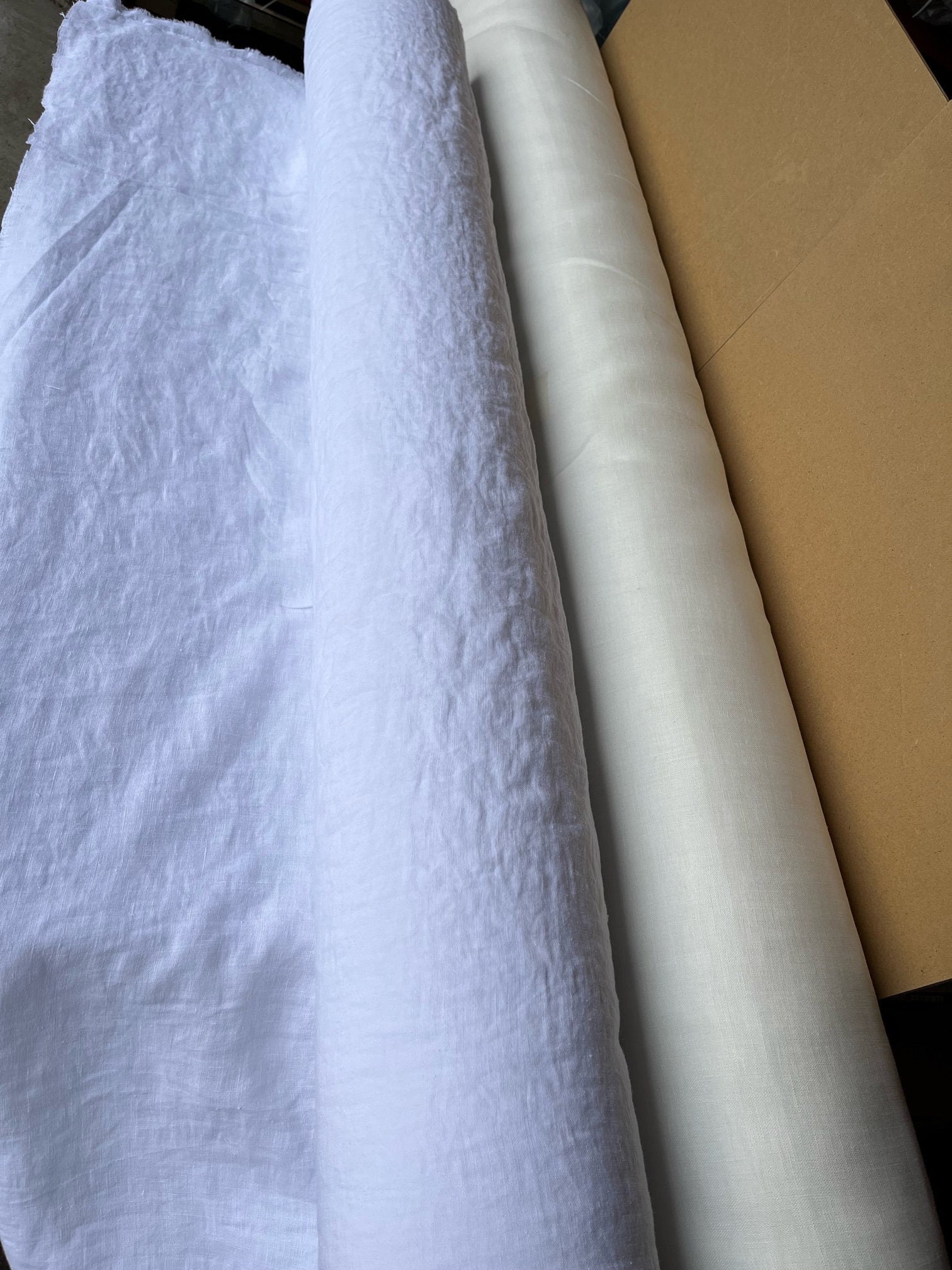 110 in EXTRA wide natural LINEN fabric BGO27L SOFT Bleached White, 195 g/285 cm width fabric by the metre, bedding