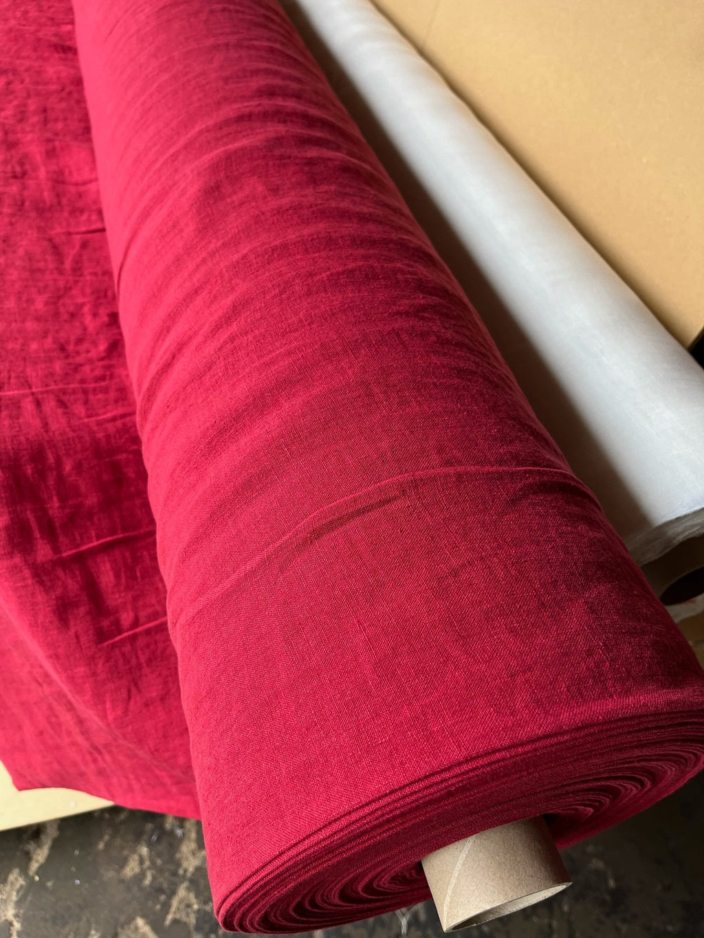 Extra Wide Berry Red Linen Fabric: Softened 110" Wide