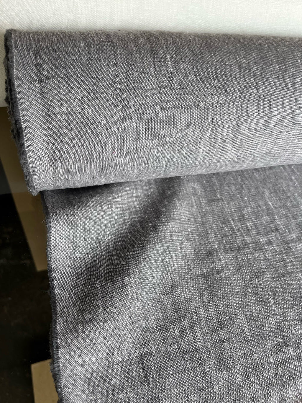 Extra Wide Silver Melange Linen Fabric: 250cm Wide, Softened