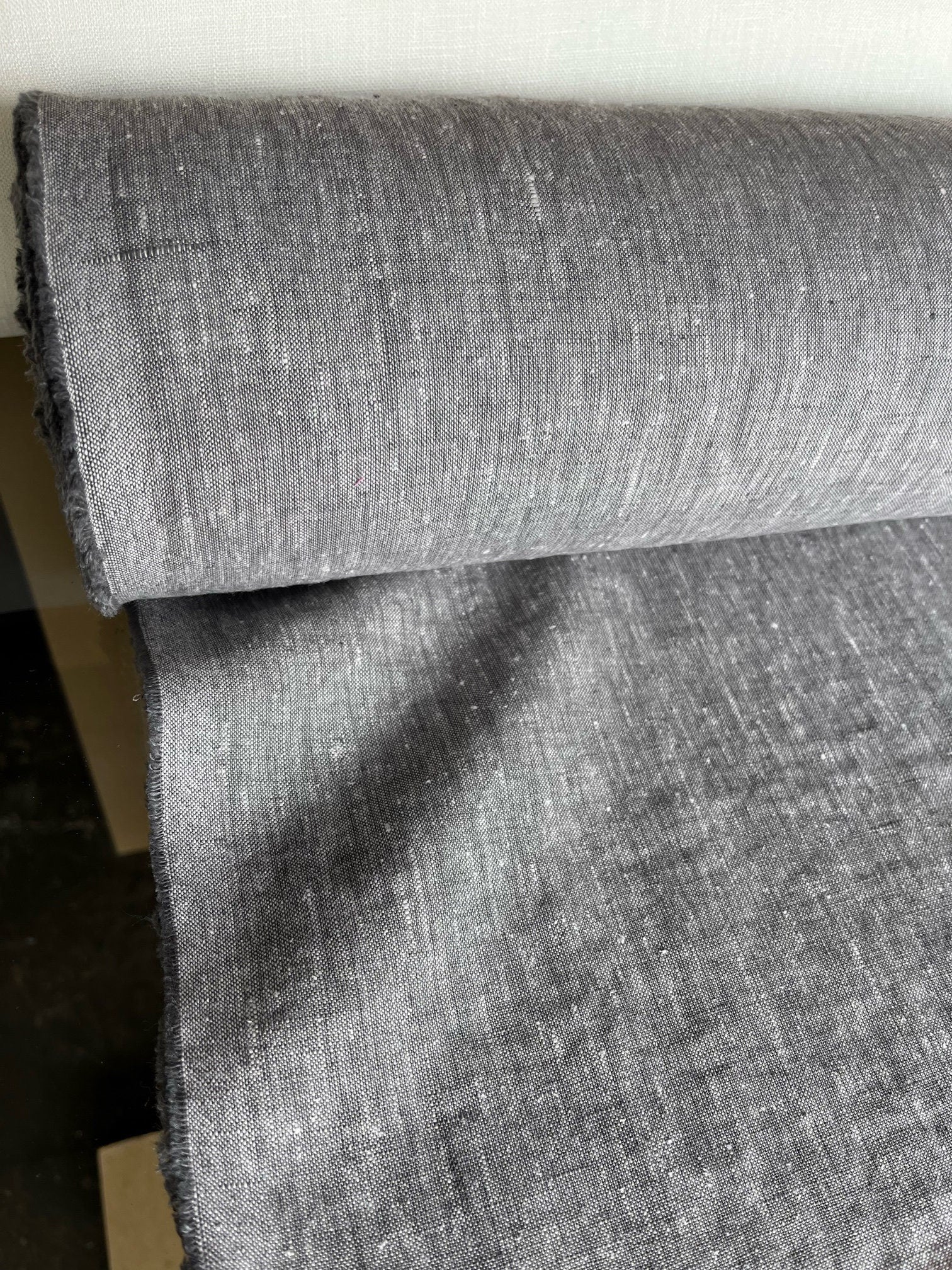 Extra Wide Silver Melange Linen Fabric: 250cm Wide, Softened
