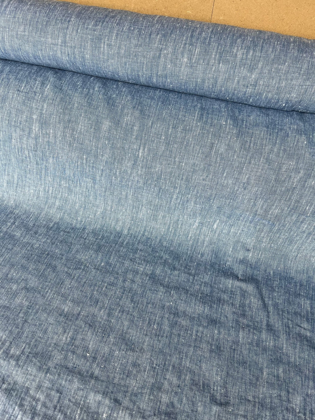 Extra Wide Blue Melange Linen Fabric: 100% Natural, 250cm Wide