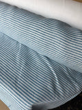 Extra Wide Light Blue Striped Linen Fabric: 250cm Wide