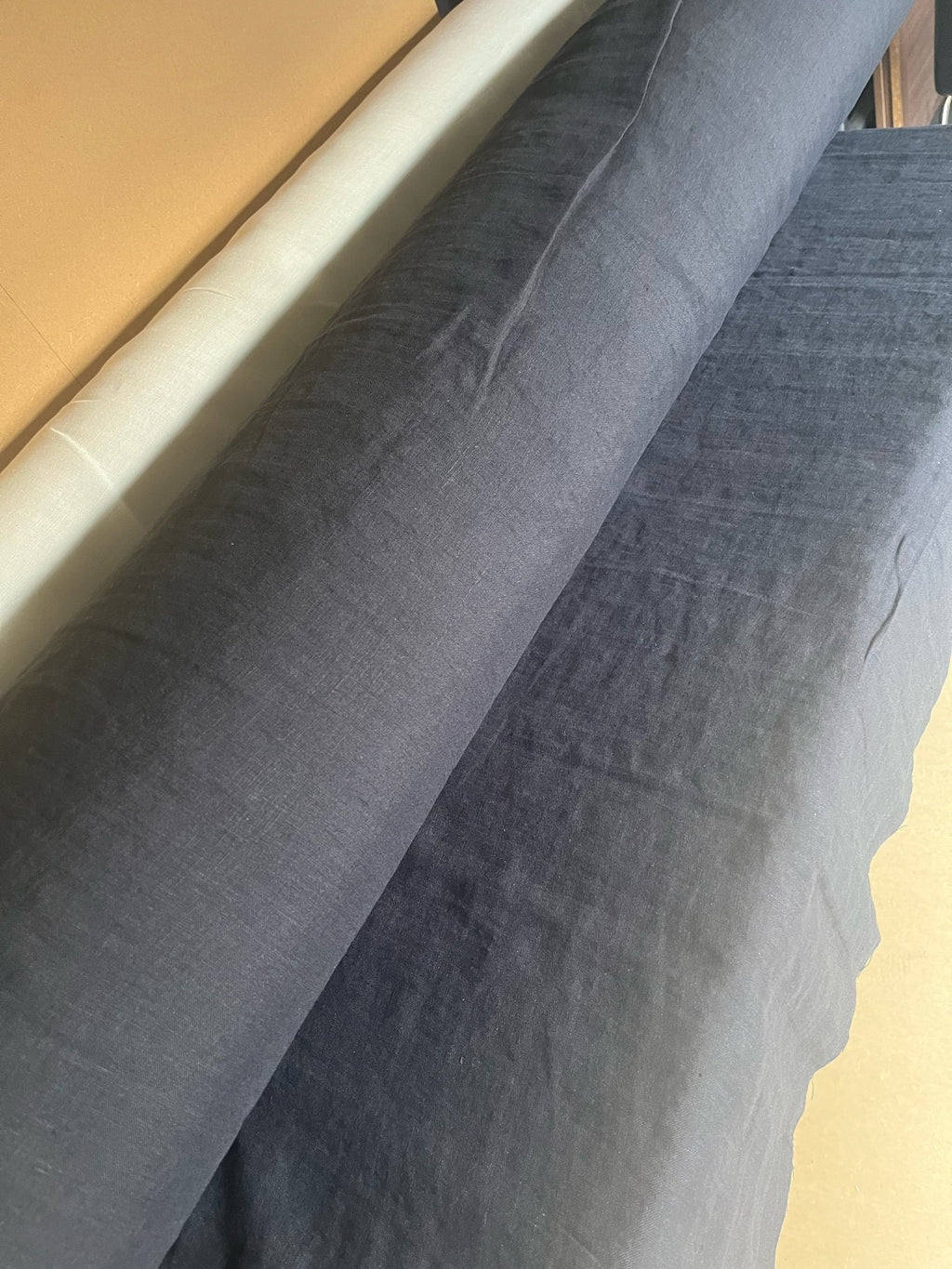 Extra Wide Midnight Blue Linen Fabric: 100% Natural, 250cm Wide