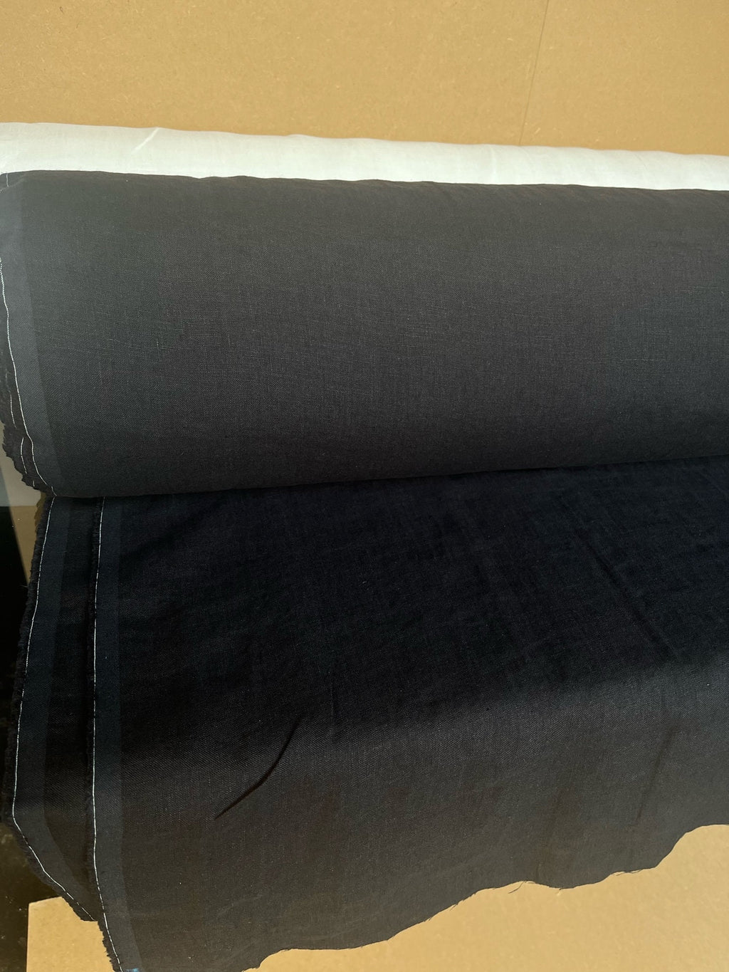 Extra Wide Midnight Blue Linen Fabric: 100% Natural, 250cm Wide
