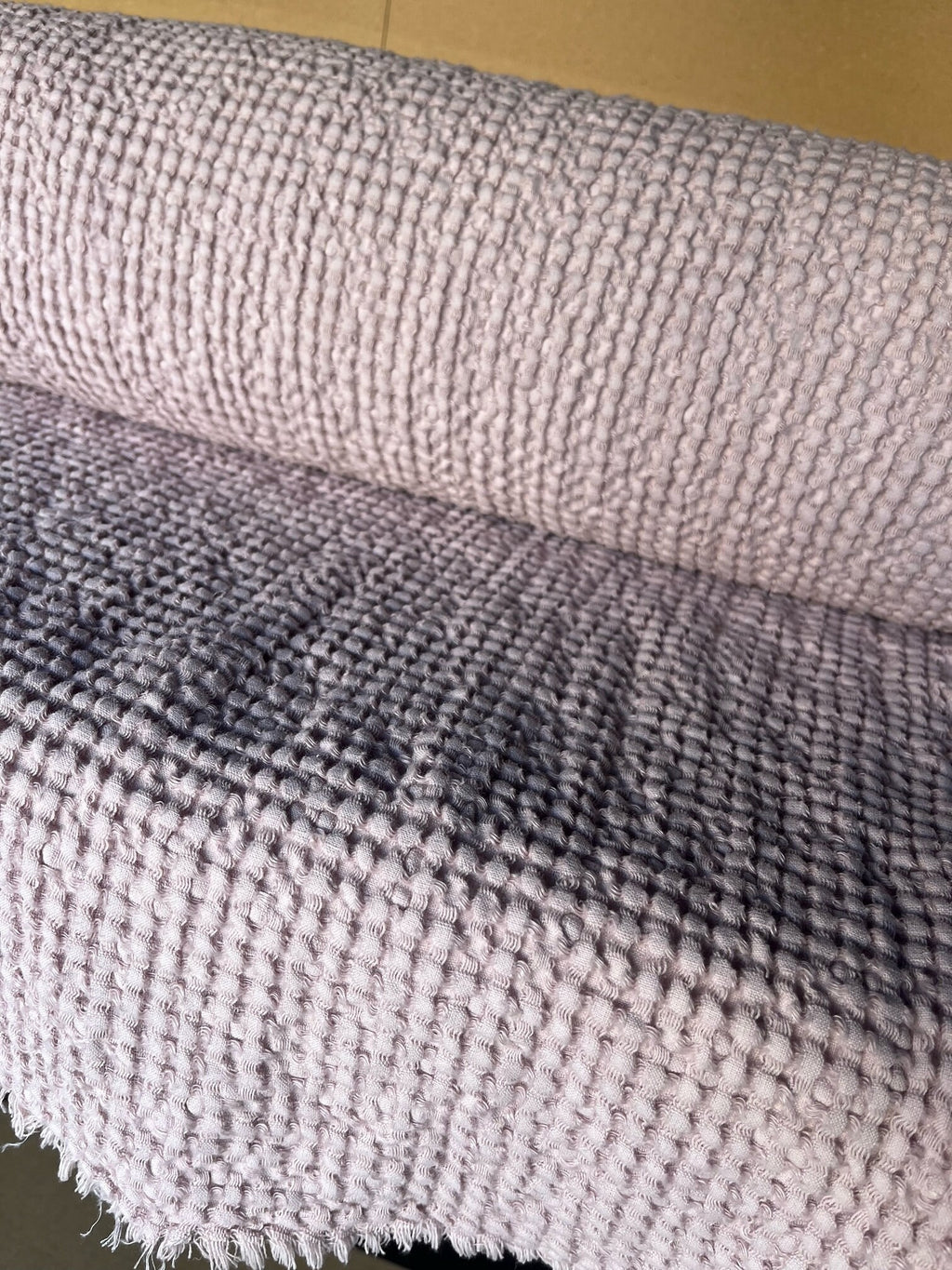 Extra Wide Waffle Linen Cotton Fabric: Dusty Rose BGO137, 88" Wide