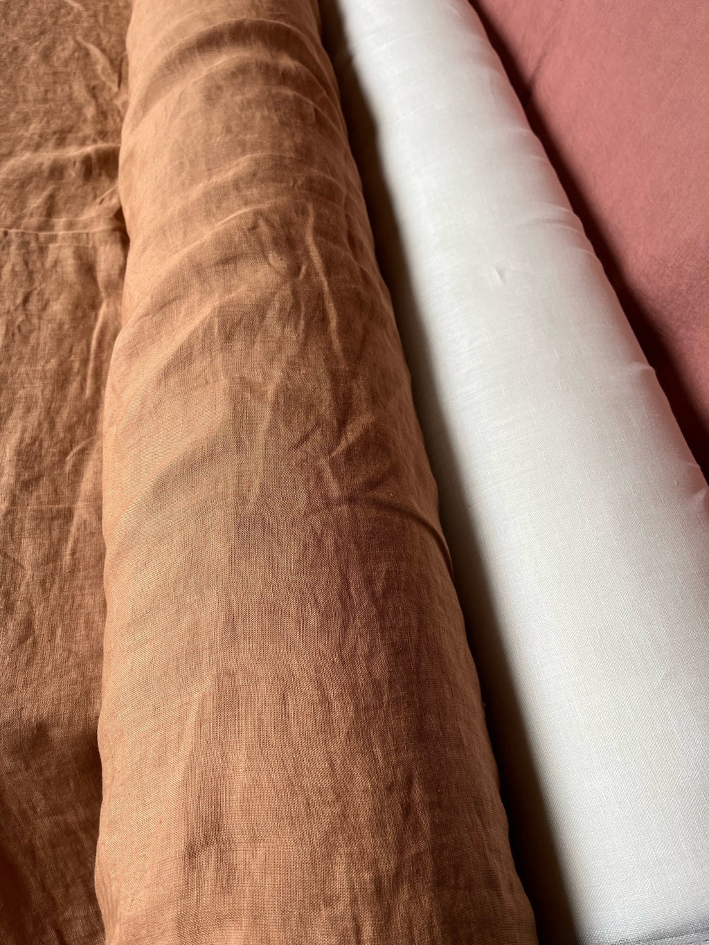 Dusty Ochre Linen Fabric: 100% French Flax, Softened (145cm Width)