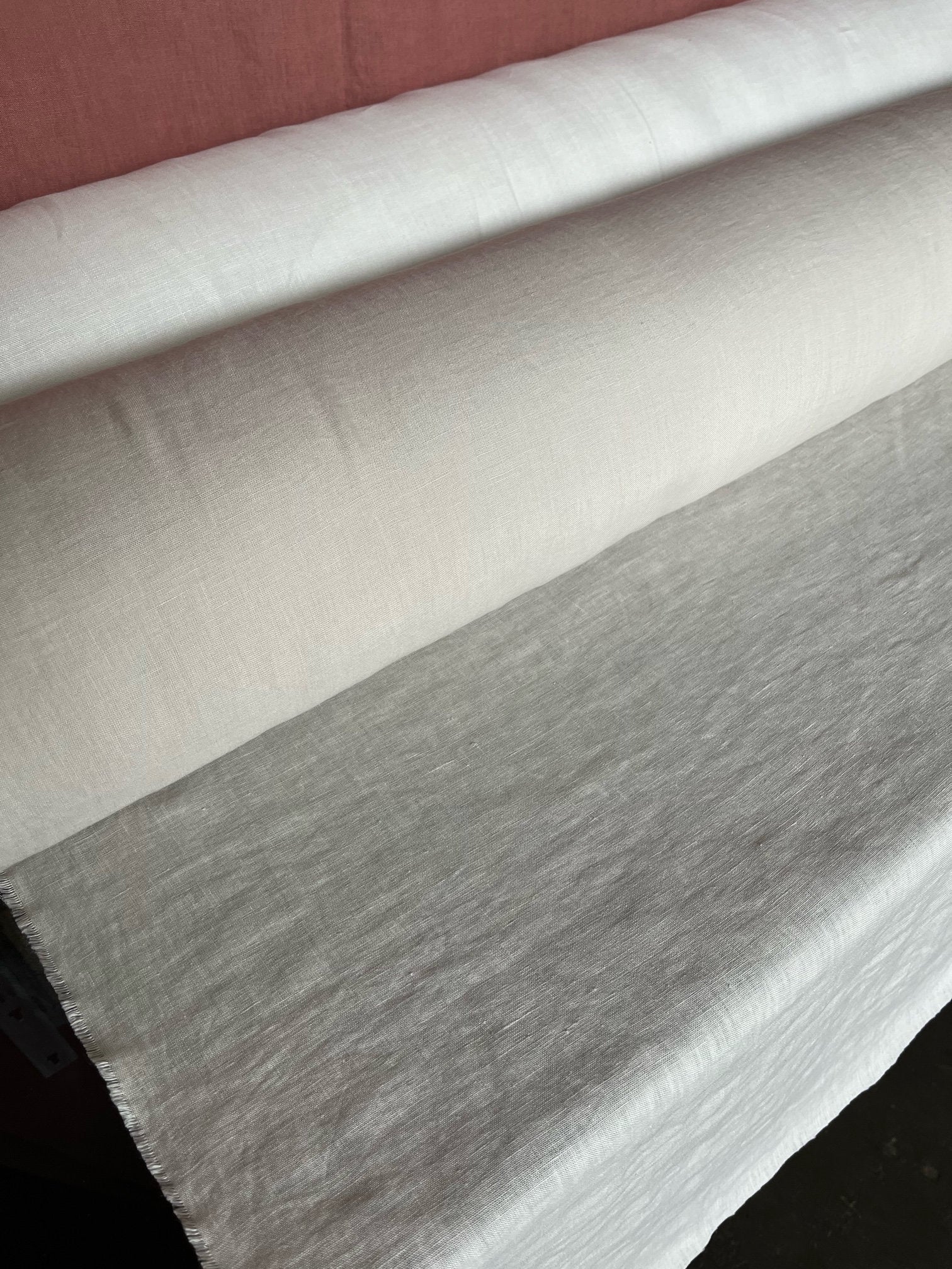 Warm Ivory Linen Fabric: 100% French Flax, Softened (145cm Width)