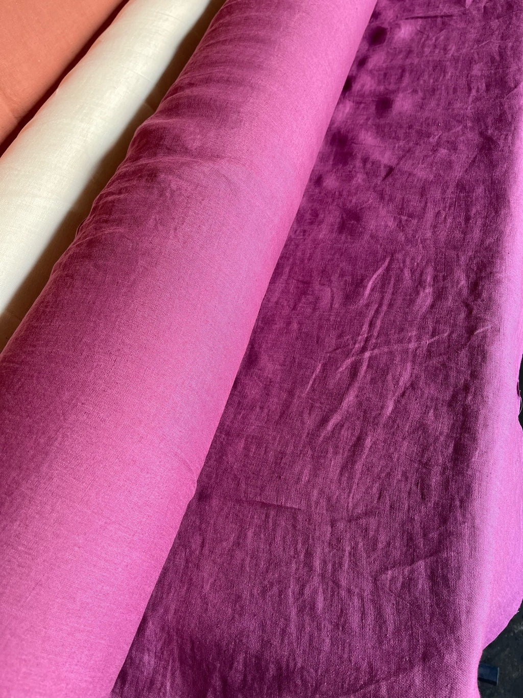 Prickly Pear Linen Fabric: 100% French Flax, Softened (145cm Width)