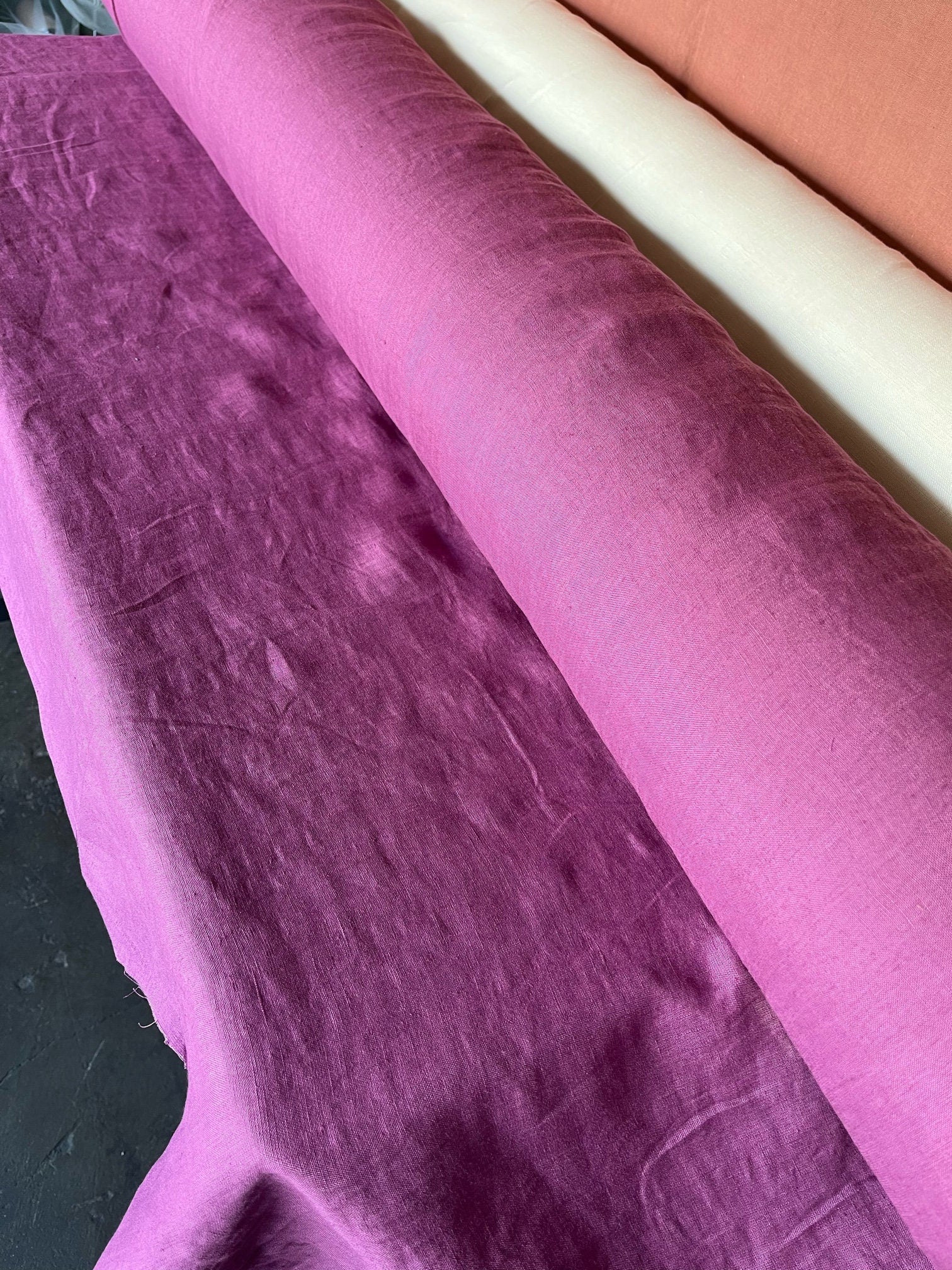 Prickly Pear Linen Fabric: 100% French Flax, Softened (145cm Width)