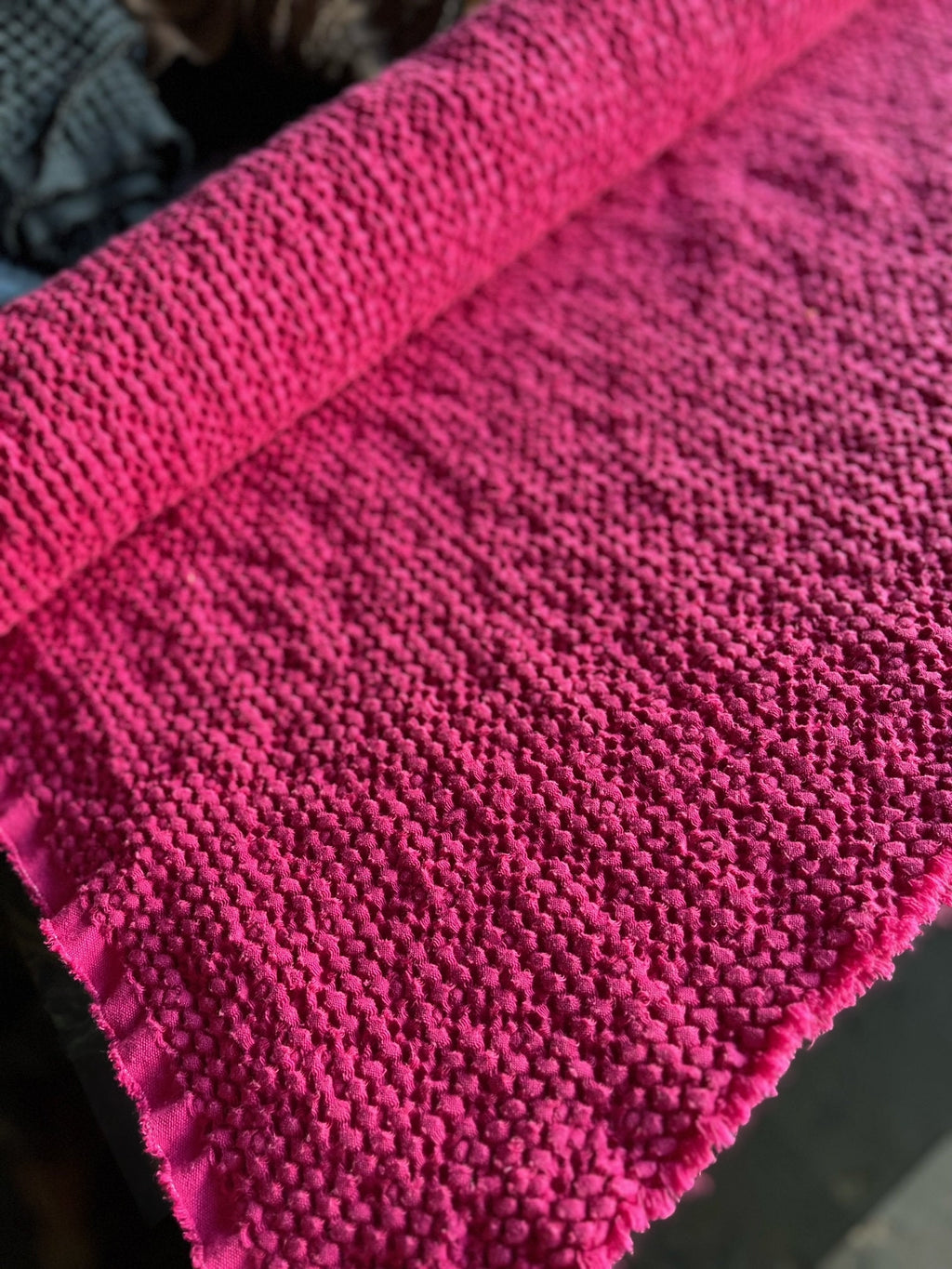 Raspberry Waffle Linen Cotton Fabric: 88" Extra Wide, Soft Texture
