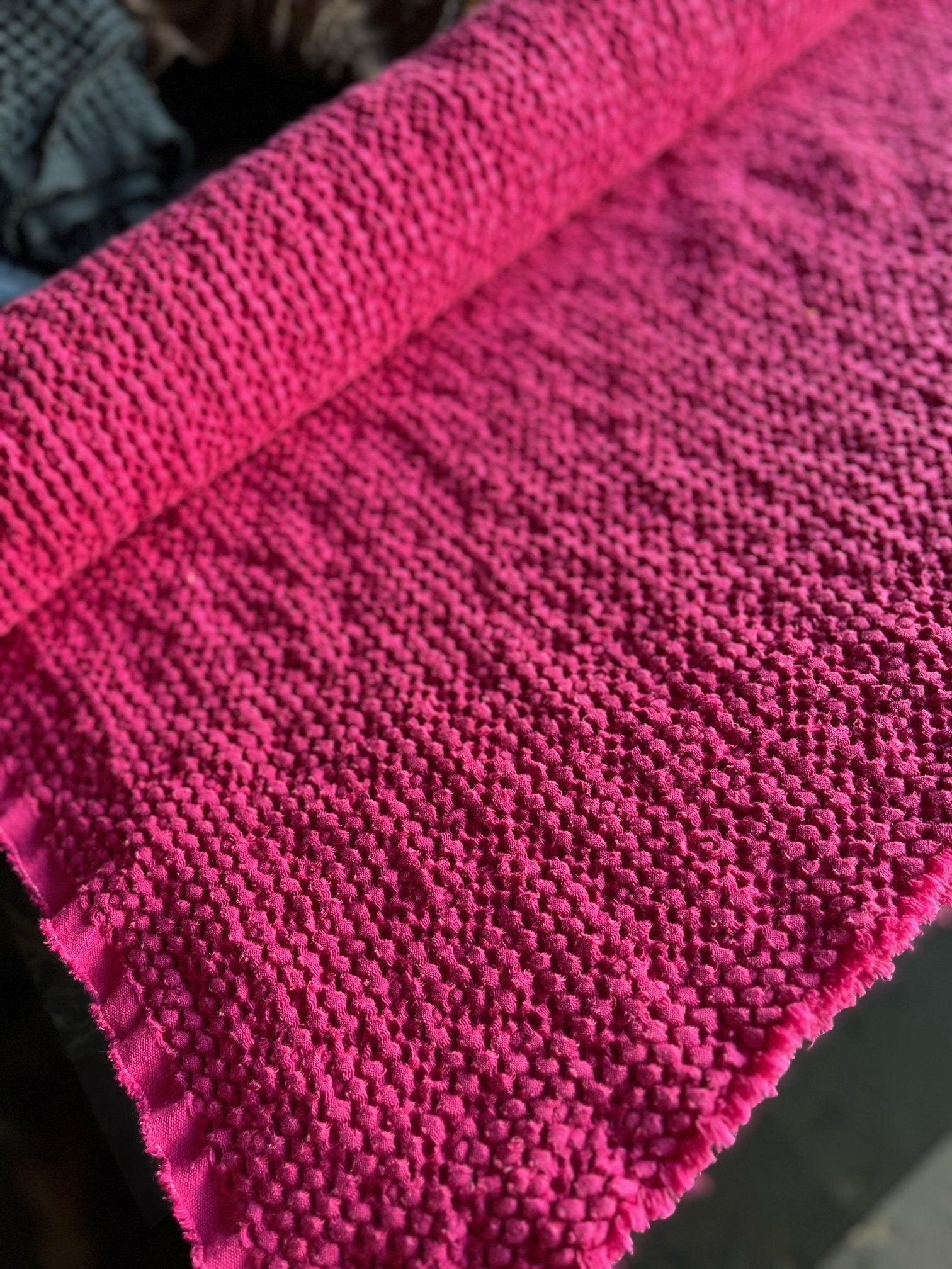 Raspberry Waffle Linen Cotton Fabric: 88" Extra Wide, Soft Texture