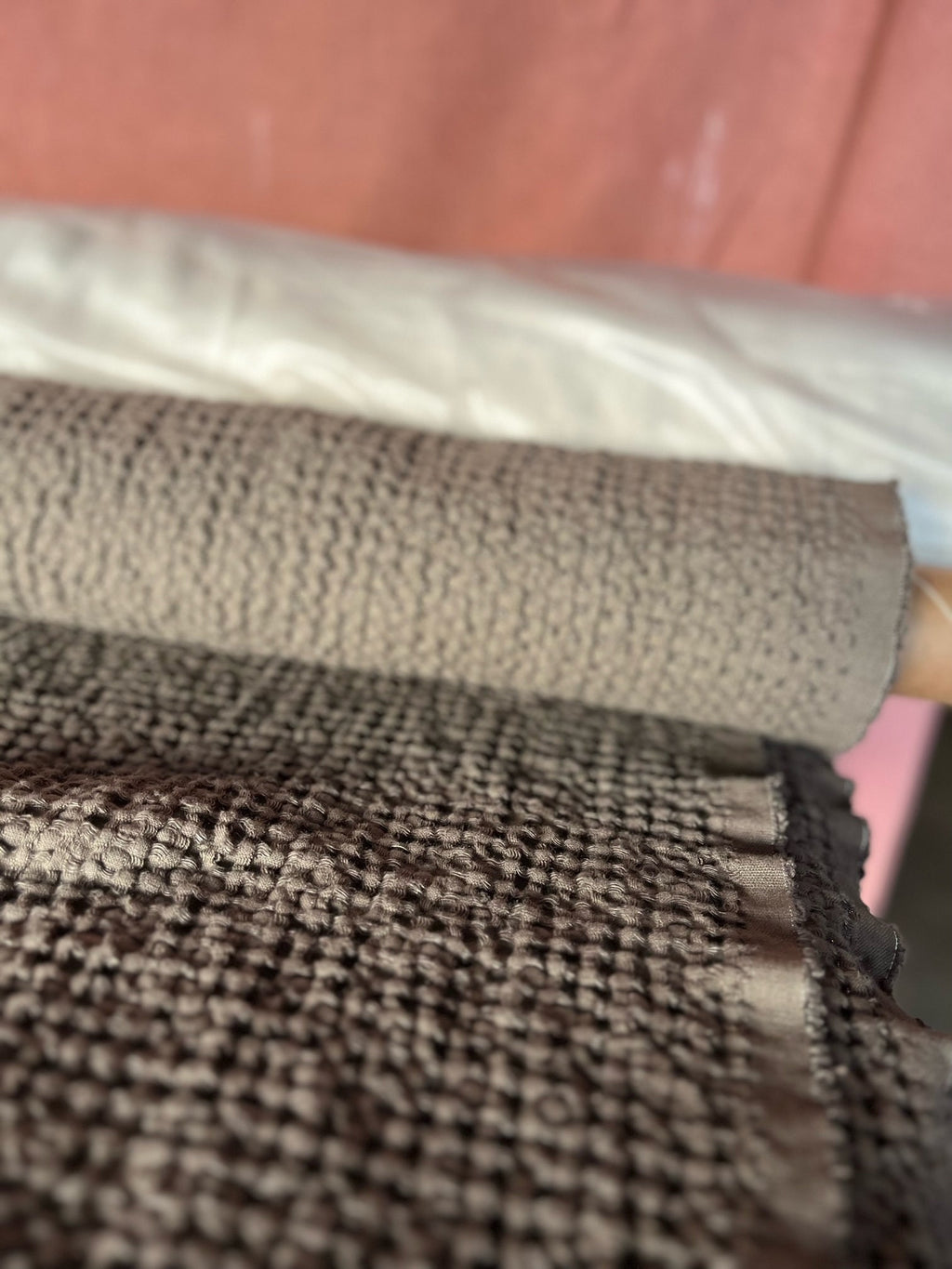 Waffle Linen Cotton Fabric: 88" Extra Wide, Soft Woods Beyond