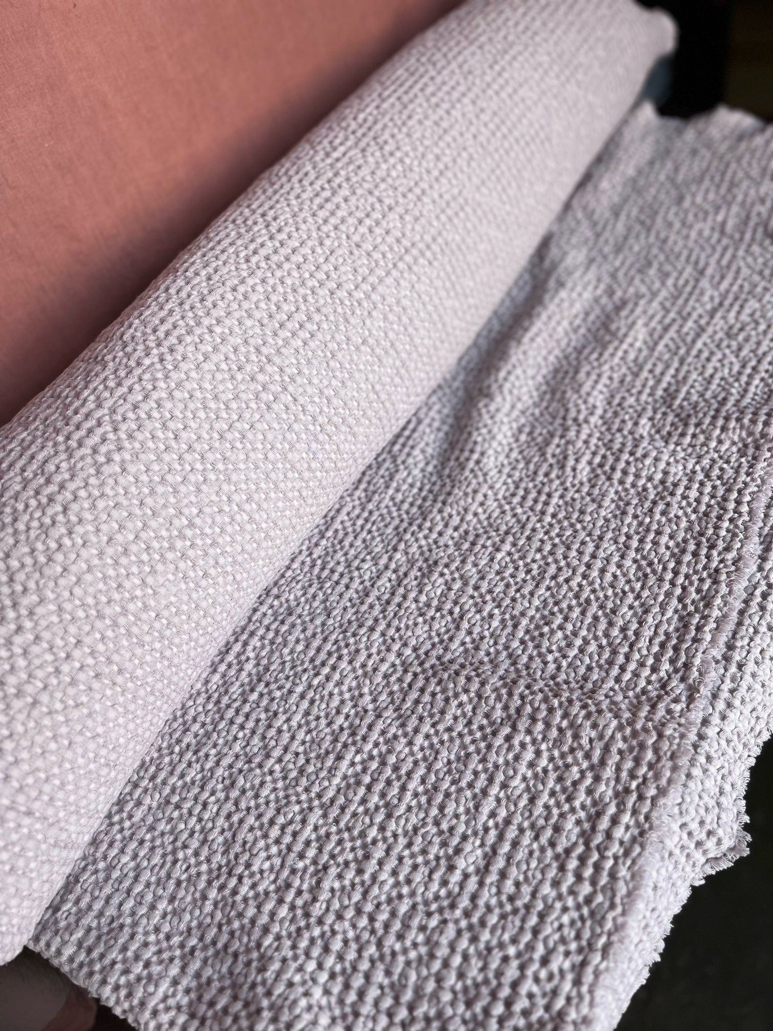 Extra Wide Waffle Linen Cotton Fabric: Piggy Pink BGO137, 88" Wide