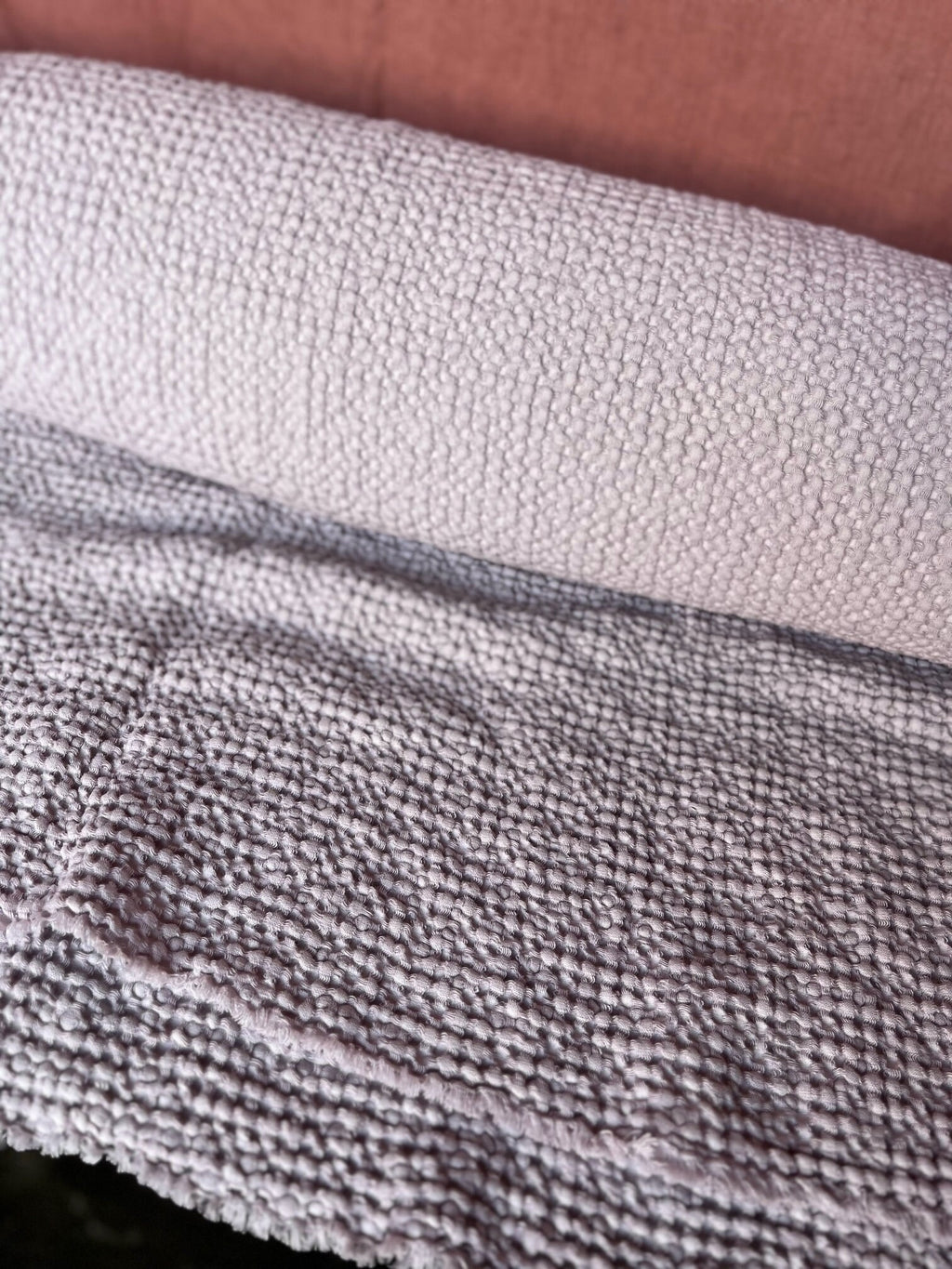 Extra Wide Waffle Linen Cotton Fabric: Piggy Pink BGO137, 88" Wide