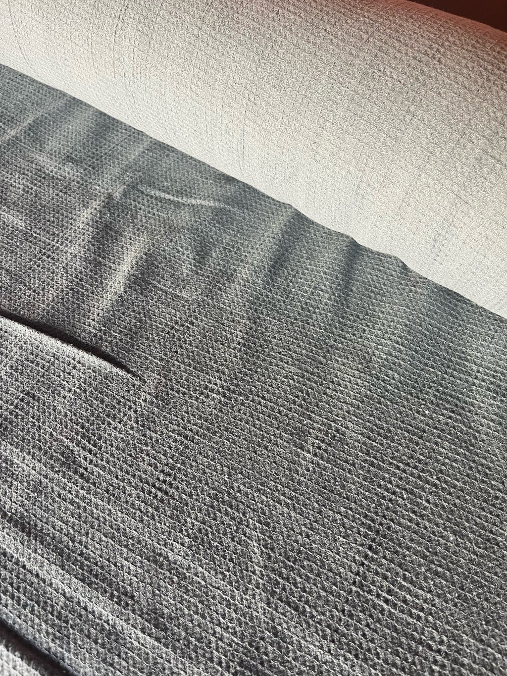 Waffle Linen Cotton Fabric: Steel Gray, 140cm Wide, BGO138