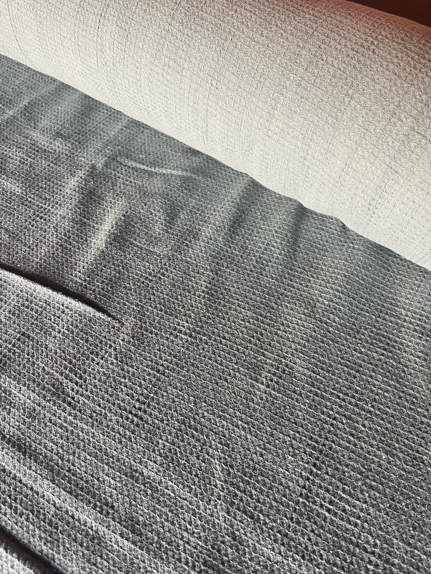 Waffle Linen Cotton Fabric: Steel Gray, 140cm Wide, BGO138