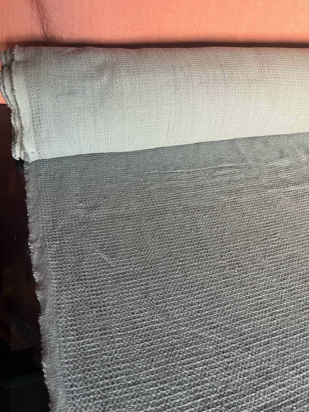 Waffle Linen Cotton Fabric: Steel Gray, 140cm Wide, BGO138