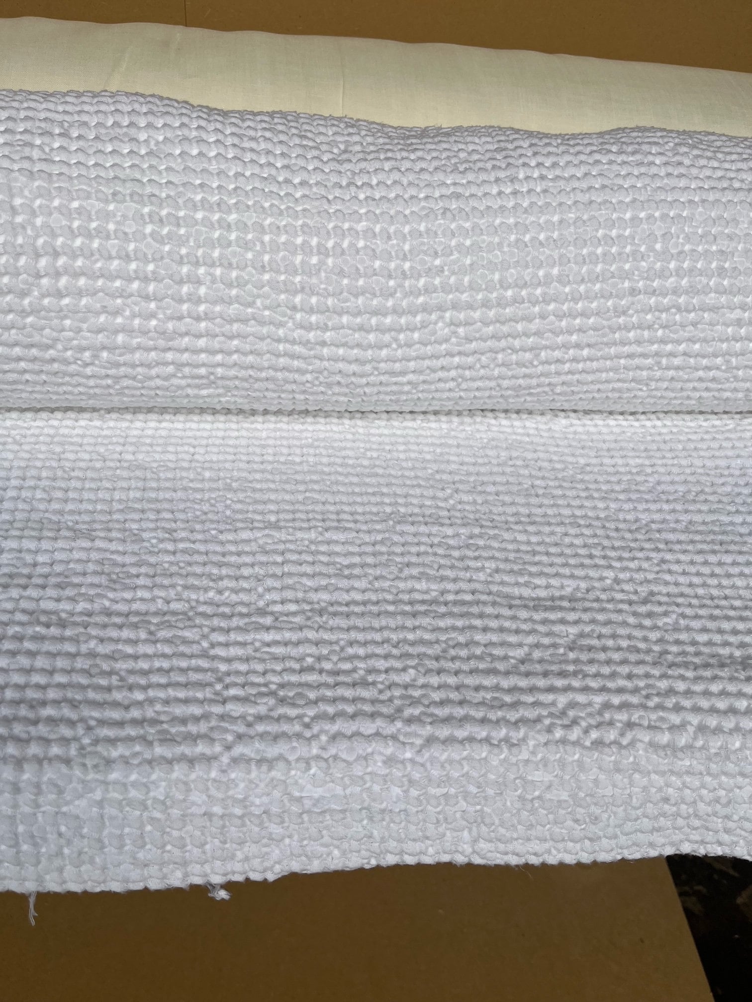 Bleached White Waffle Linen Cotton Fabric: Extra Wide 88" - BGO137