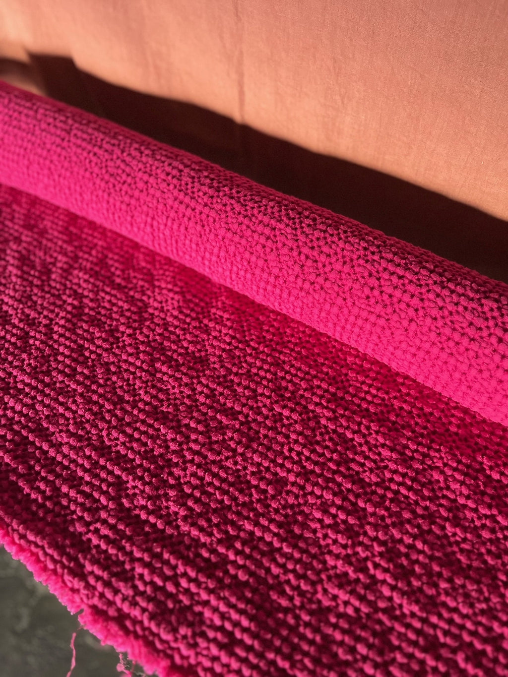 Raspberry Waffle Linen Cotton Fabric: 88" Extra Wide, Soft Texture