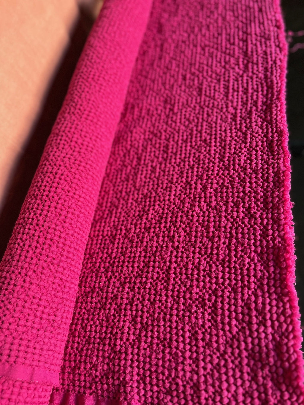 Raspberry Waffle Linen Cotton Fabric: 88" Extra Wide, Soft Texture