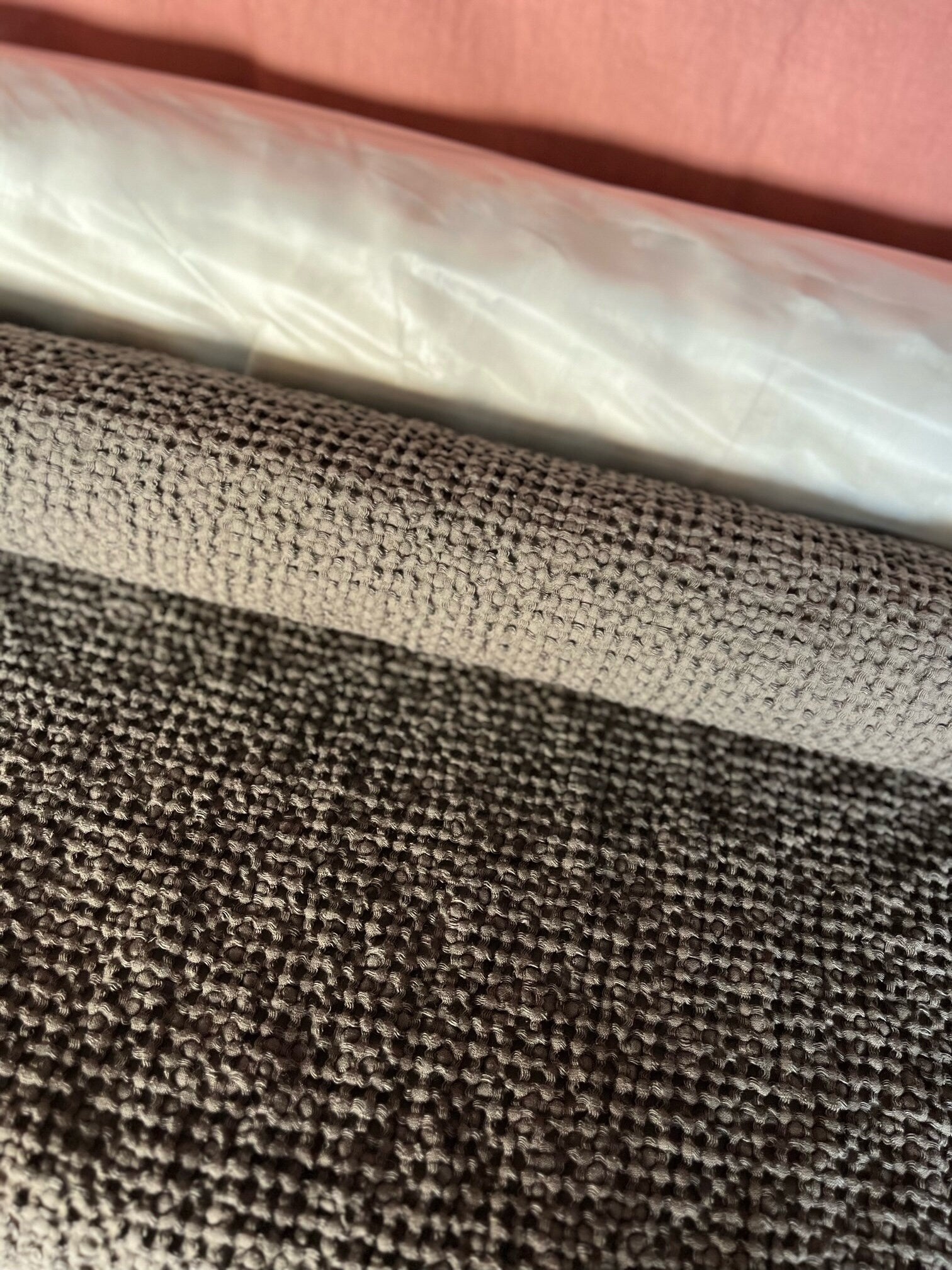 Waffle Linen Cotton Fabric: 88" Extra Wide, Soft Woods Beyond
