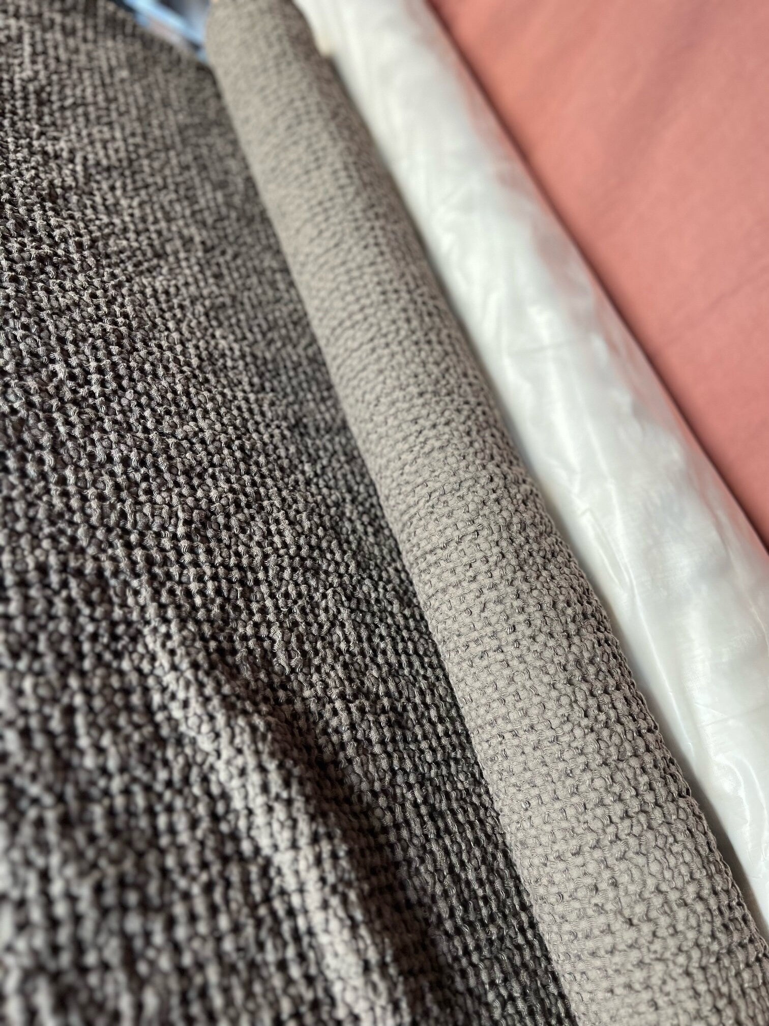 Waffle Linen Cotton Fabric: 88" Extra Wide, Soft Woods Beyond