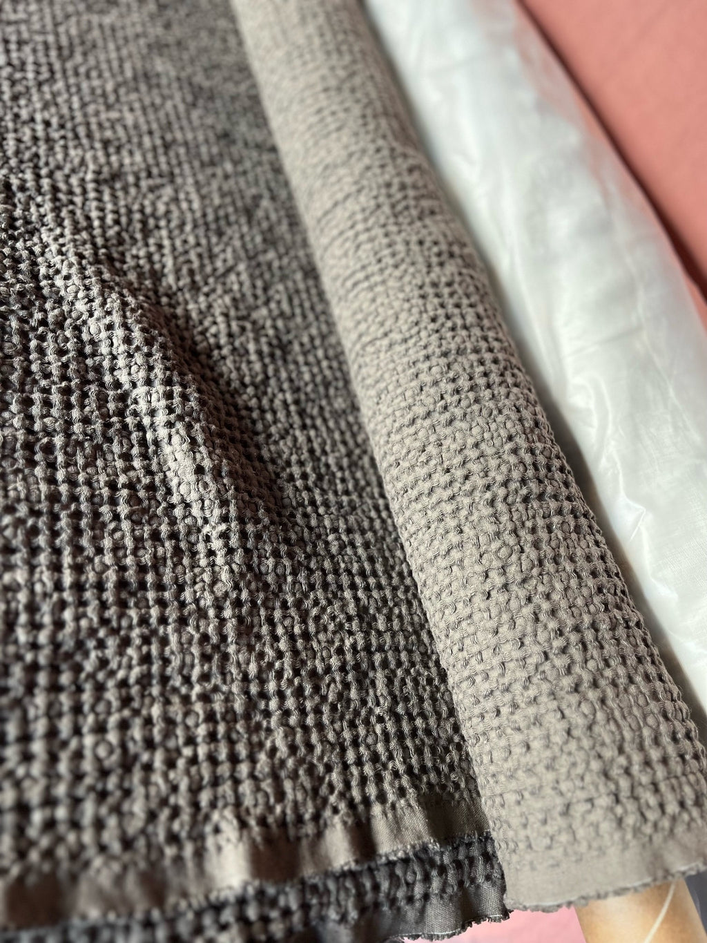 Waffle Linen Cotton Fabric: 88" Extra Wide, Soft Woods Beyond