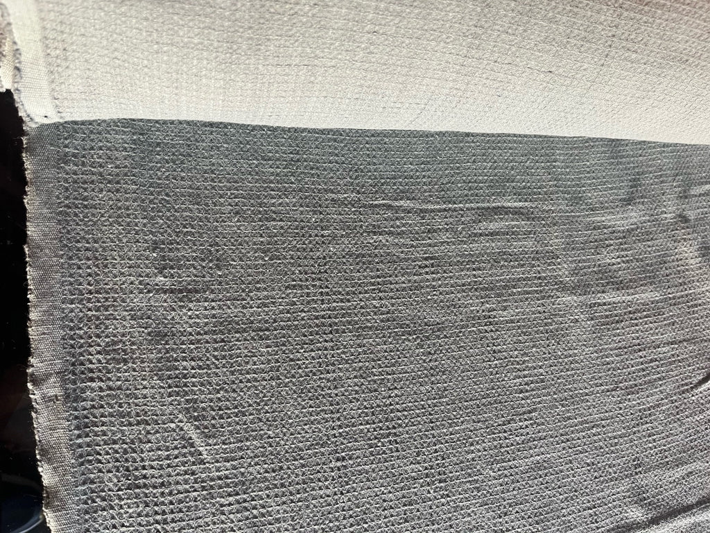Waffle Linen Cotton Fabric: Steel Gray, 140cm Wide, BGO138
