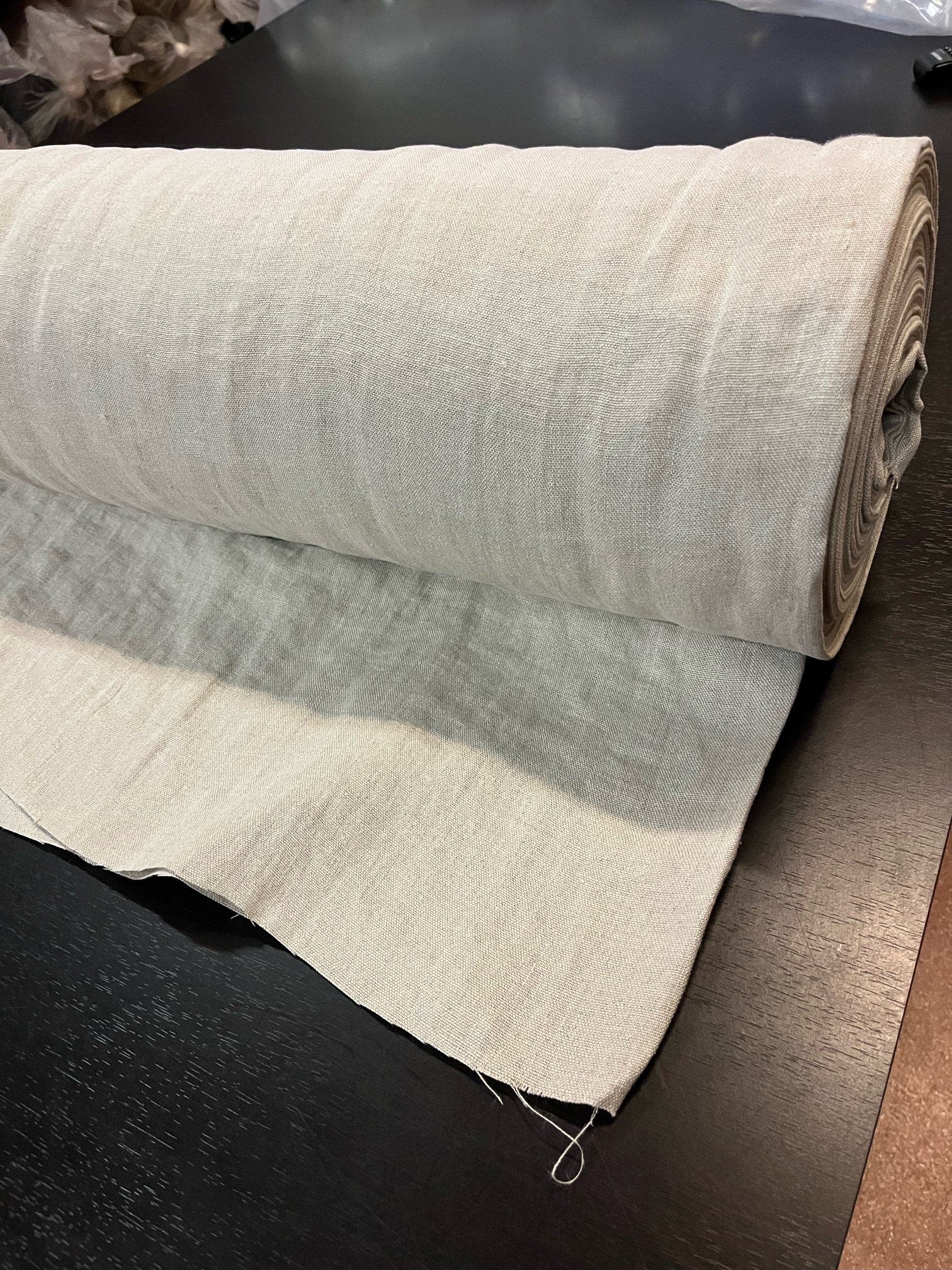 Heavy Linen Fabric: 110" Extra Wide, Softened Semi-Natural