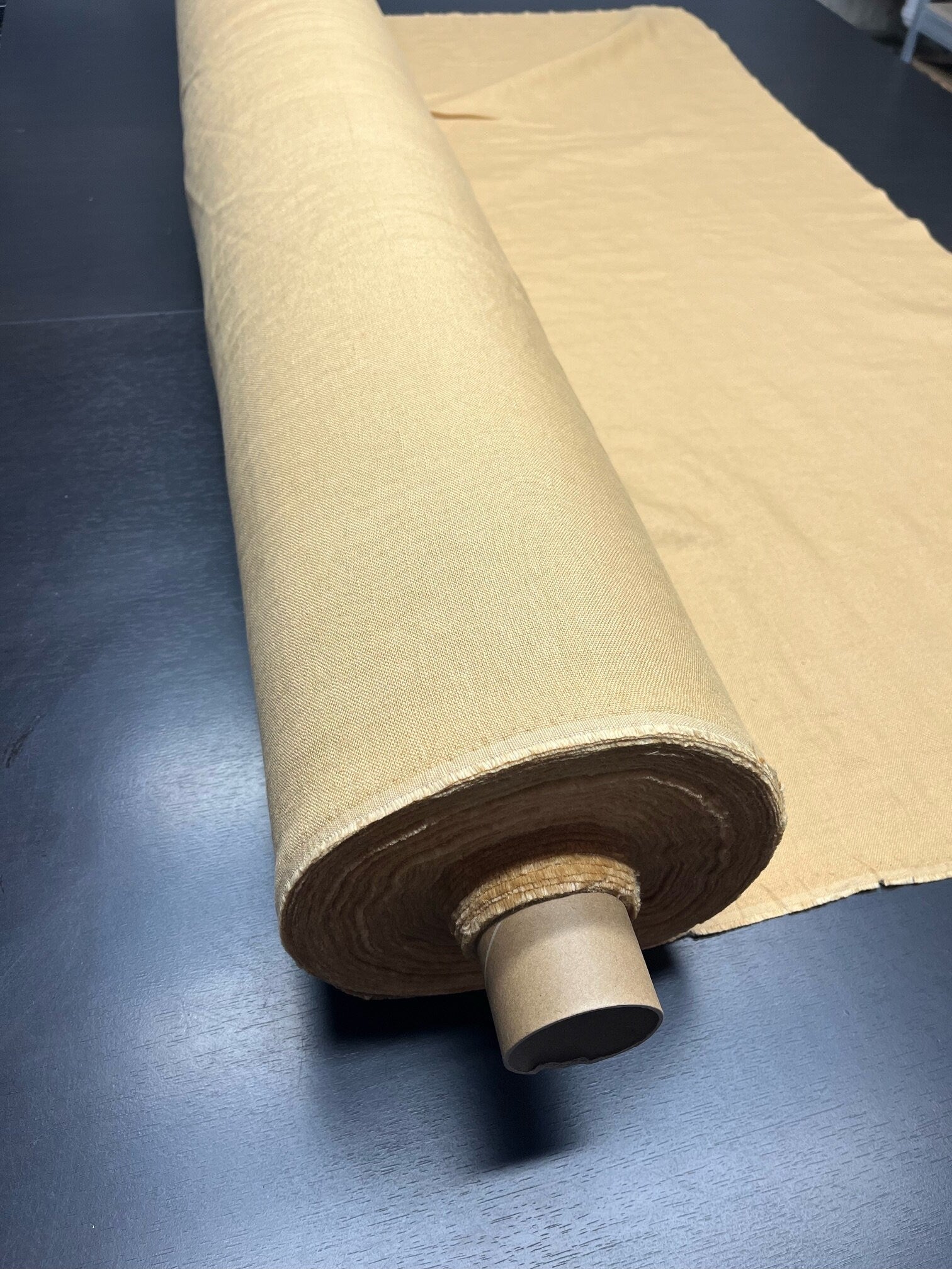 Heavy Linen Fabric: 100% Natural, Macaroon Beige, 145cm Wide