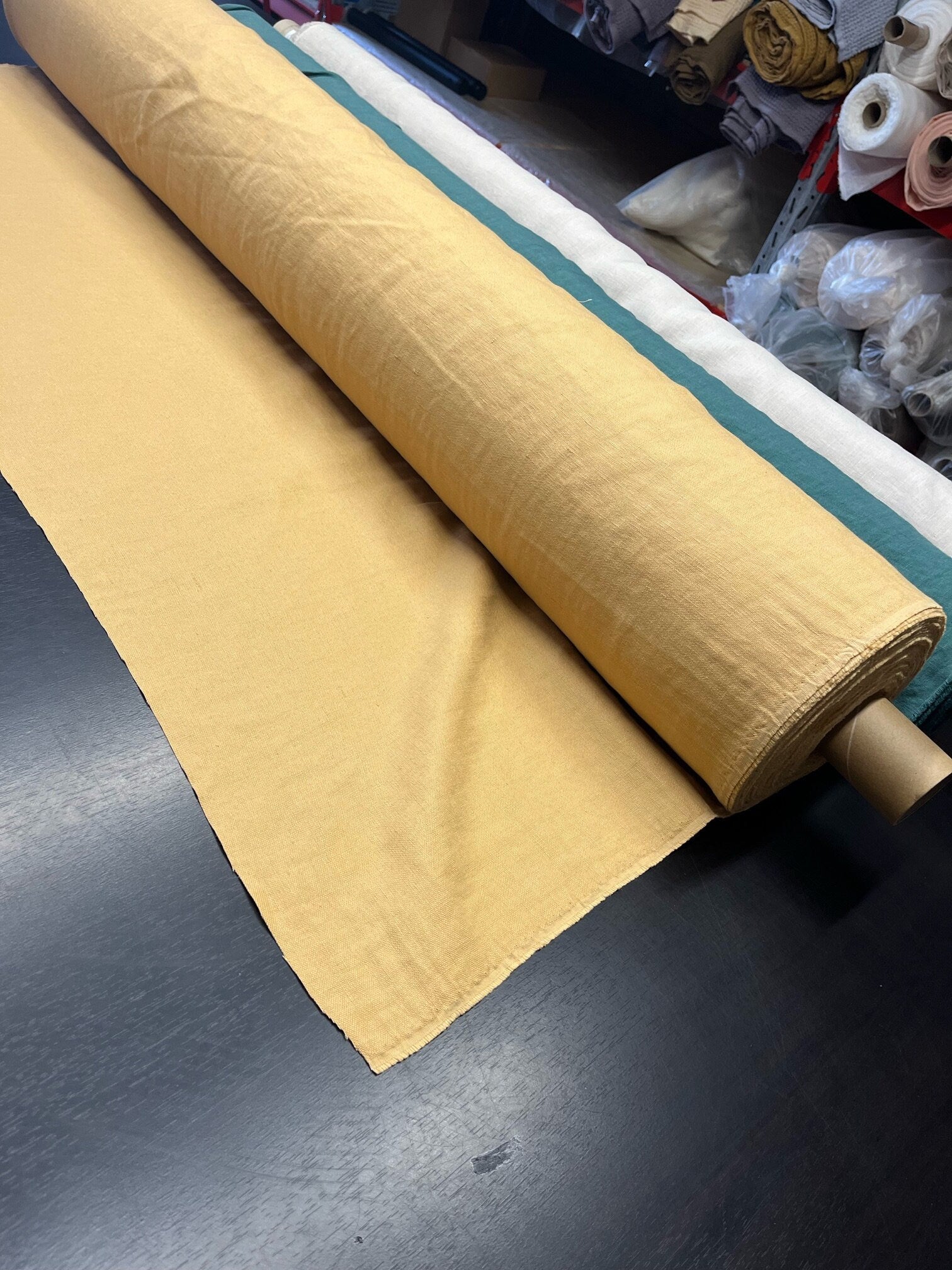 Heavy Linen Fabric: 100% Natural, Macaroon Beige, 145cm Wide