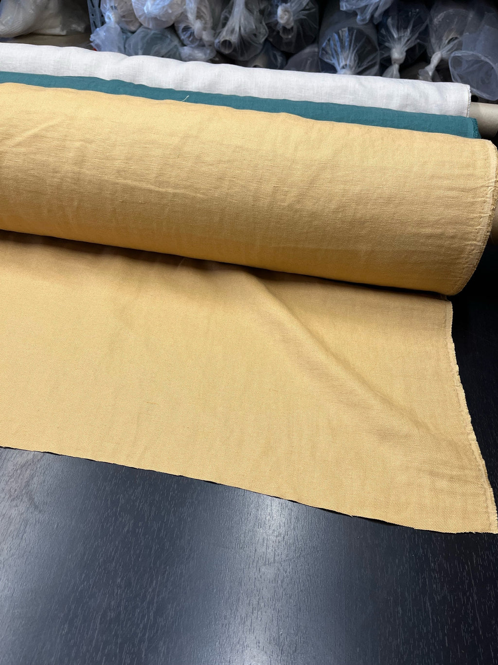 Heavy Linen Fabric: 100% Natural, Macaroon Beige, 145cm Wide