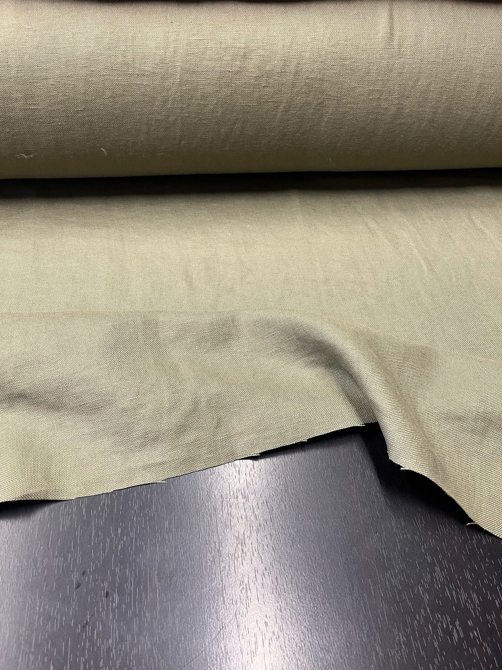 Artichoke Green Linen Fabric: 100% Natural, Heavy Weight