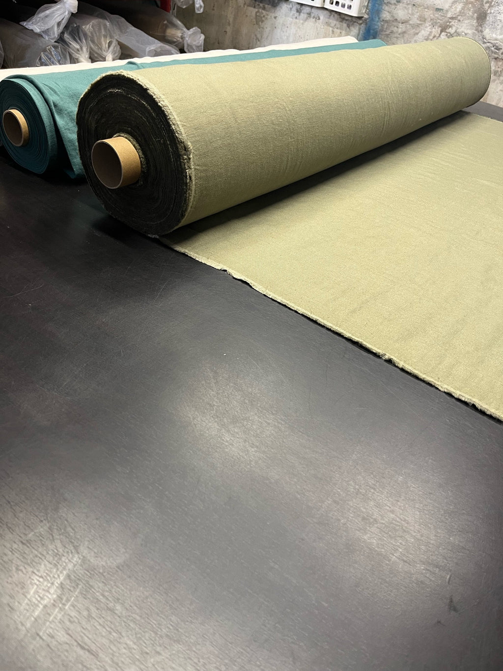 Artichoke Green Linen Fabric: 100% Natural, Heavy Weight