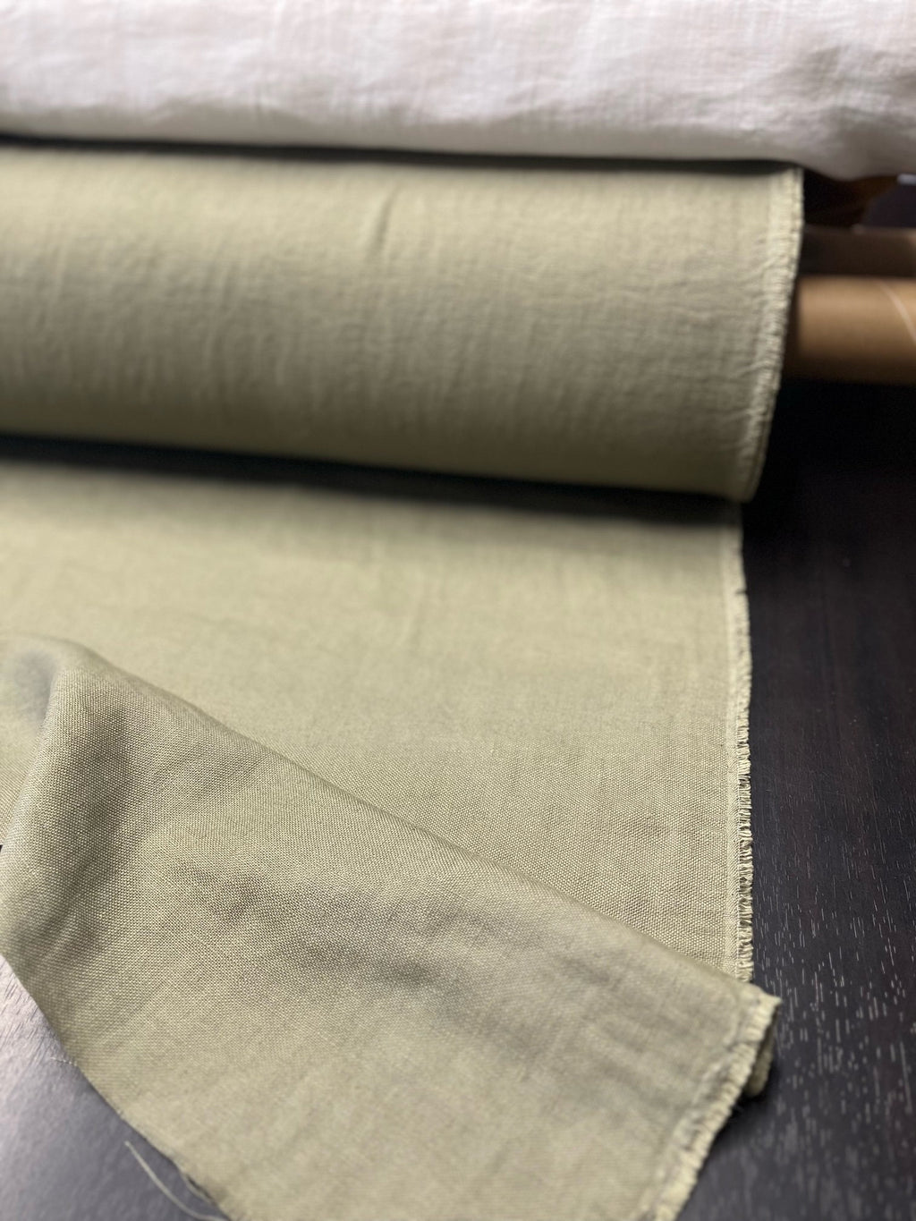 Artichoke Green Linen Fabric: 100% Natural, Heavy Weight