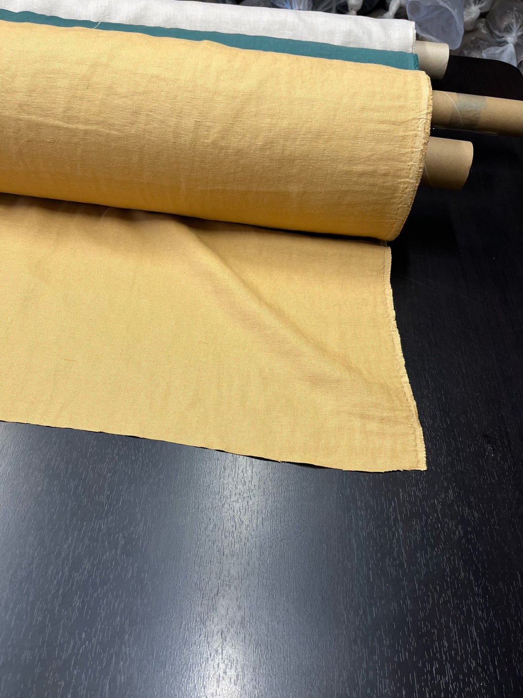 Heavy Linen Fabric: 100% Natural, Macaroon Beige, 145cm Wide