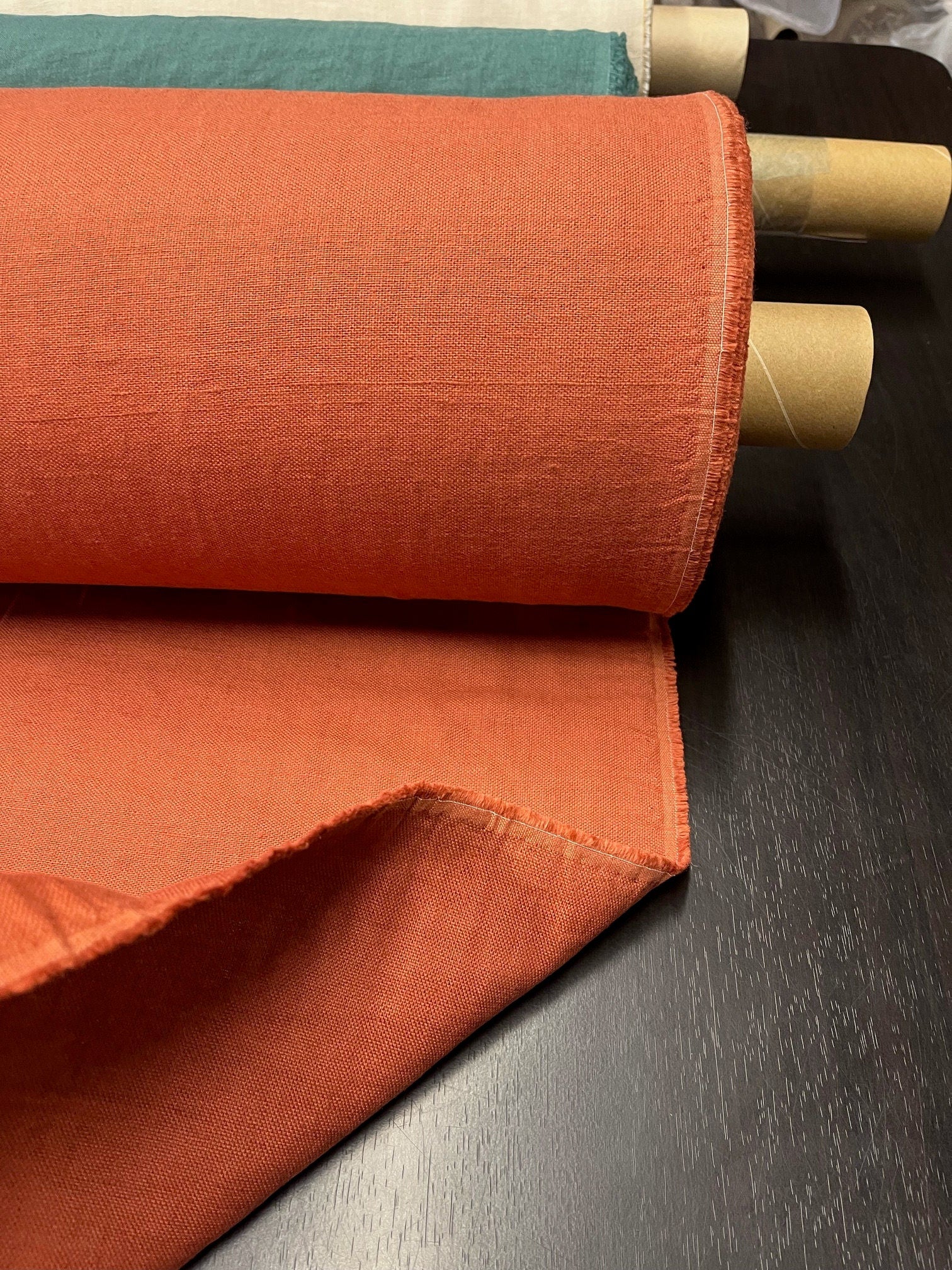 Brick Linen Fabric: 100% Natural, Heavy Weight Upholstery & Sewing
